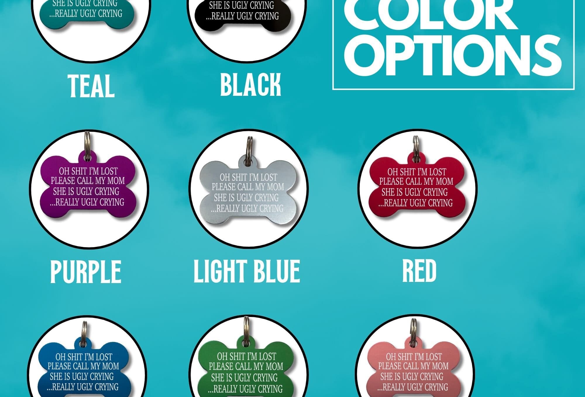 Funny dog tag - Bone-shaped pet ID tag with soft edges and engraving options