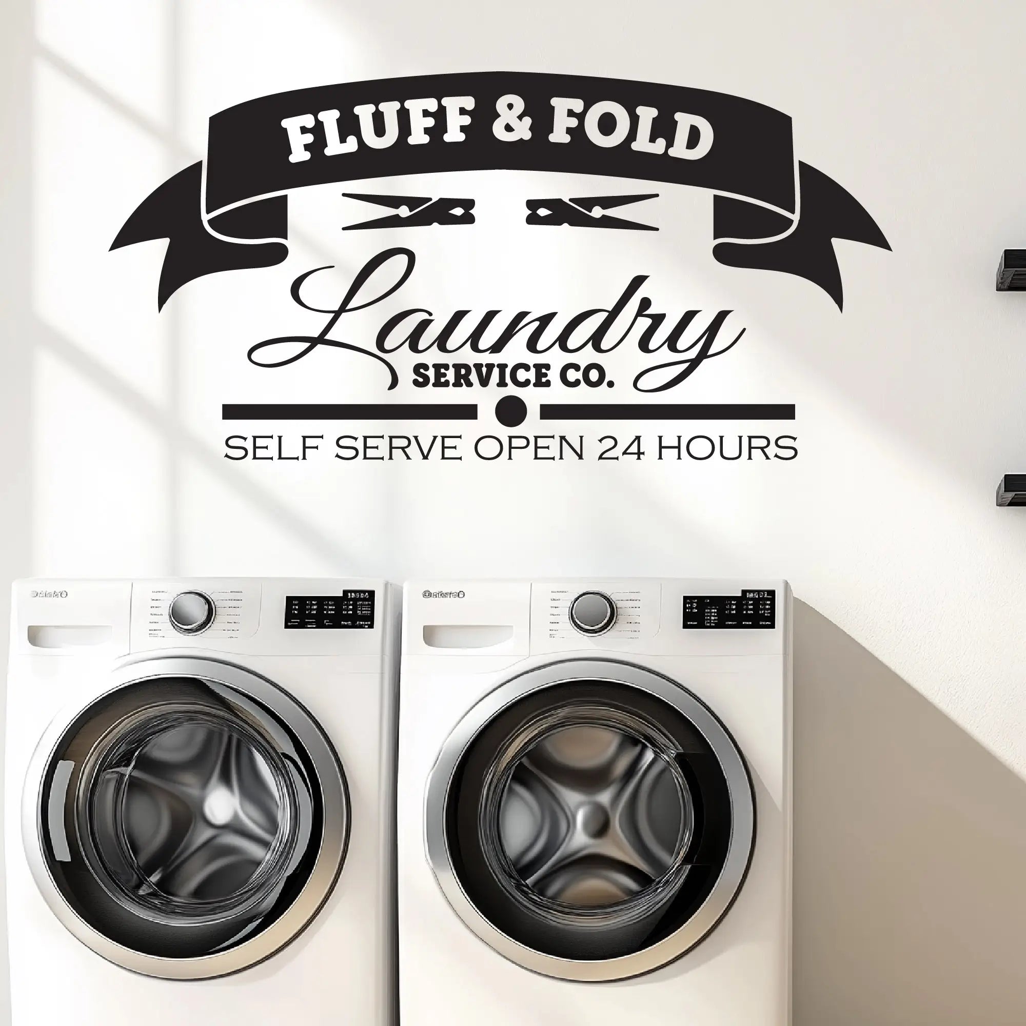 Fluff and Fold laundry room wall decal for home laundry decor