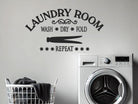 Laundry Wall Decal, bold Wash, Fold, Dry, Repeat vinyl wall decor
