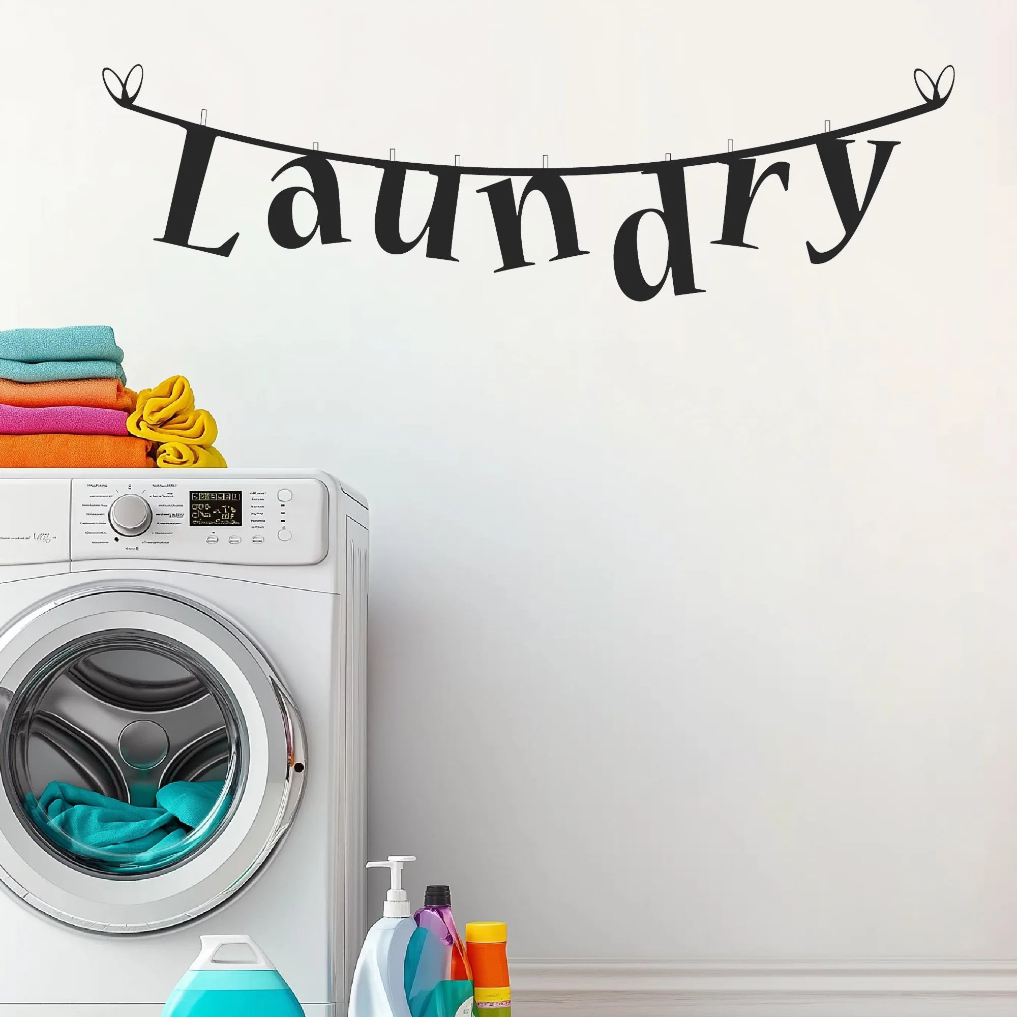 Vinyl laundry wall decor for modern or farmhouse wash rooms