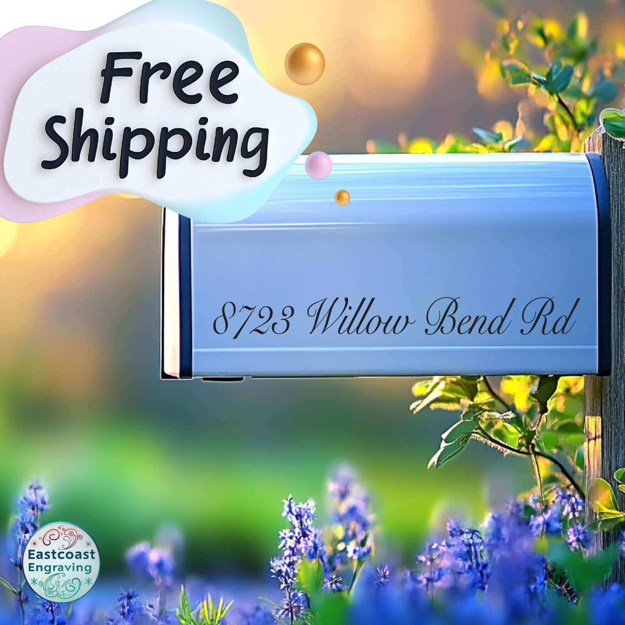 Optional front door number decal shown with one-line vinyl address sticker