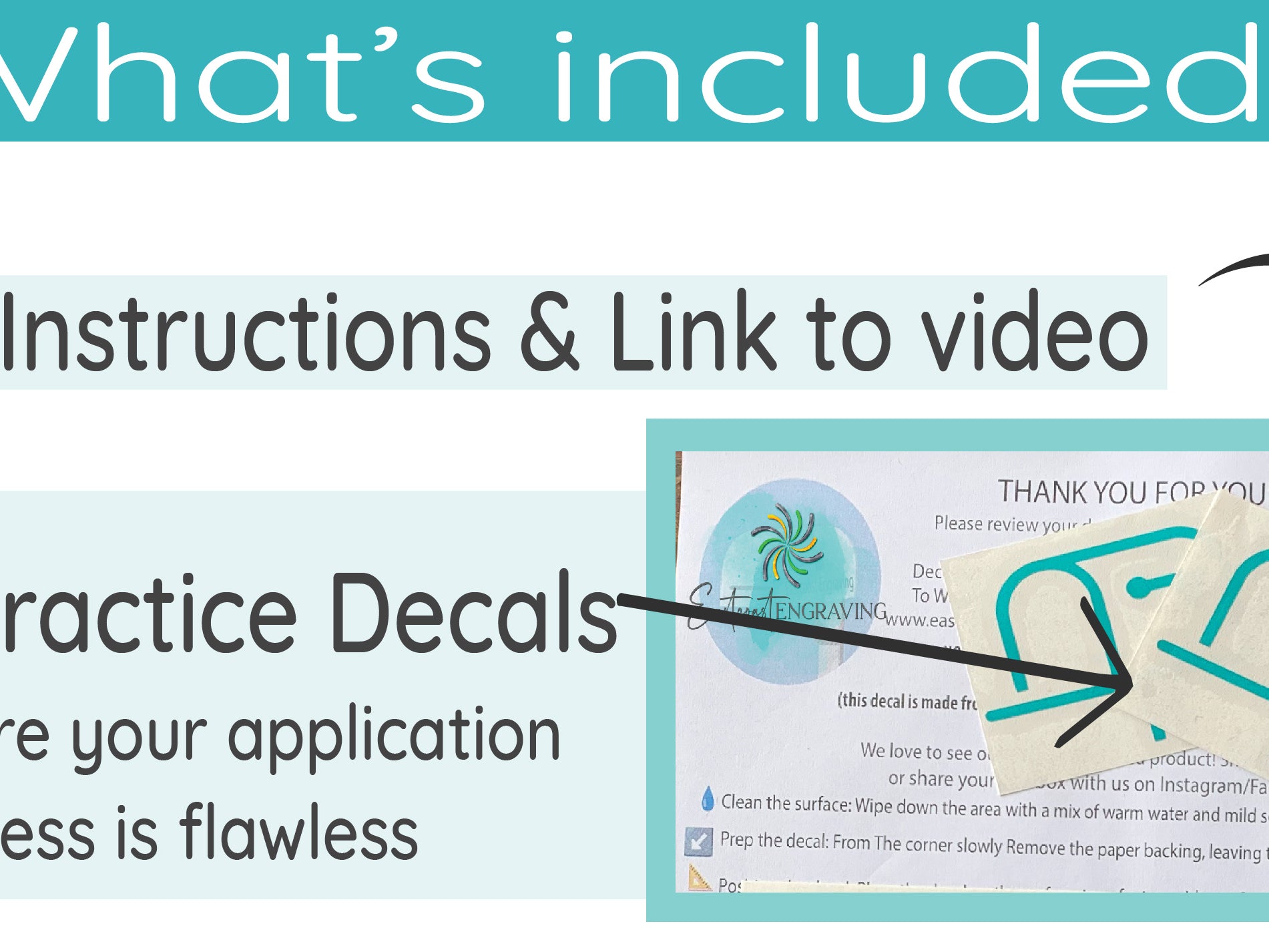 Image showcasing two complimentary practice mailbox number decals included with every purchase for easy application.