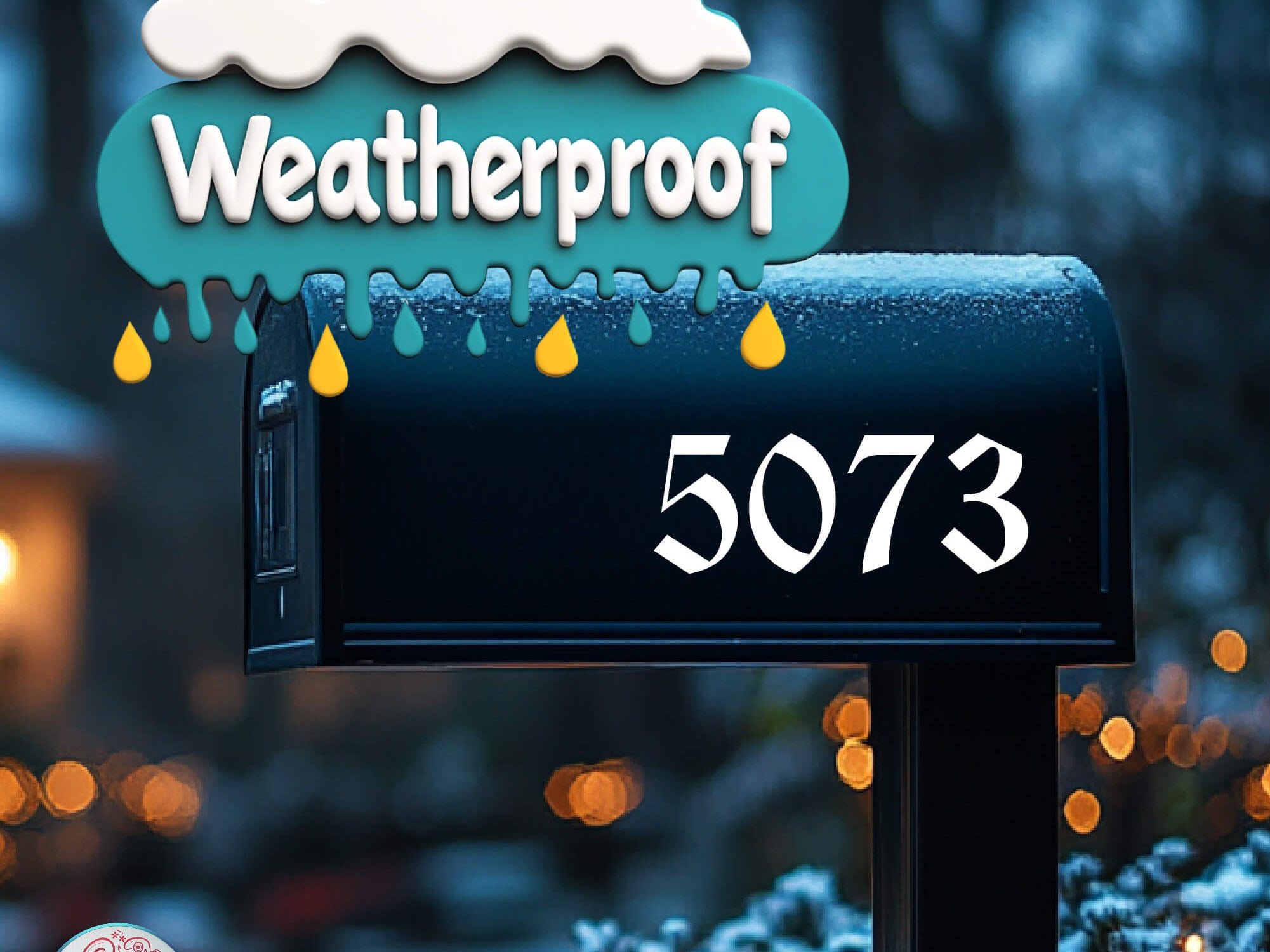 Weatherproof mailbox numbers in durable vinyl material