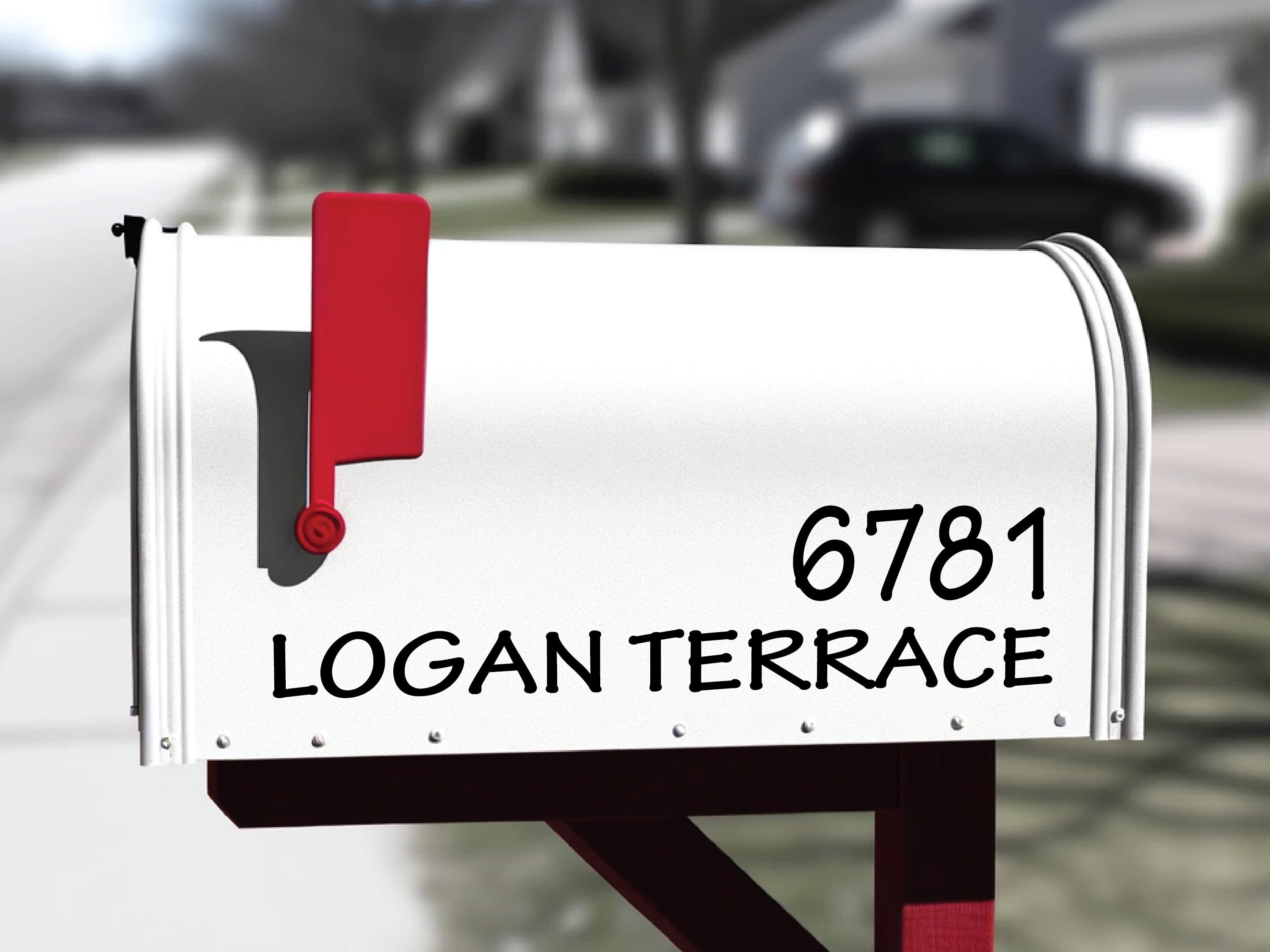 Custom house number and address decals for curb appeal
