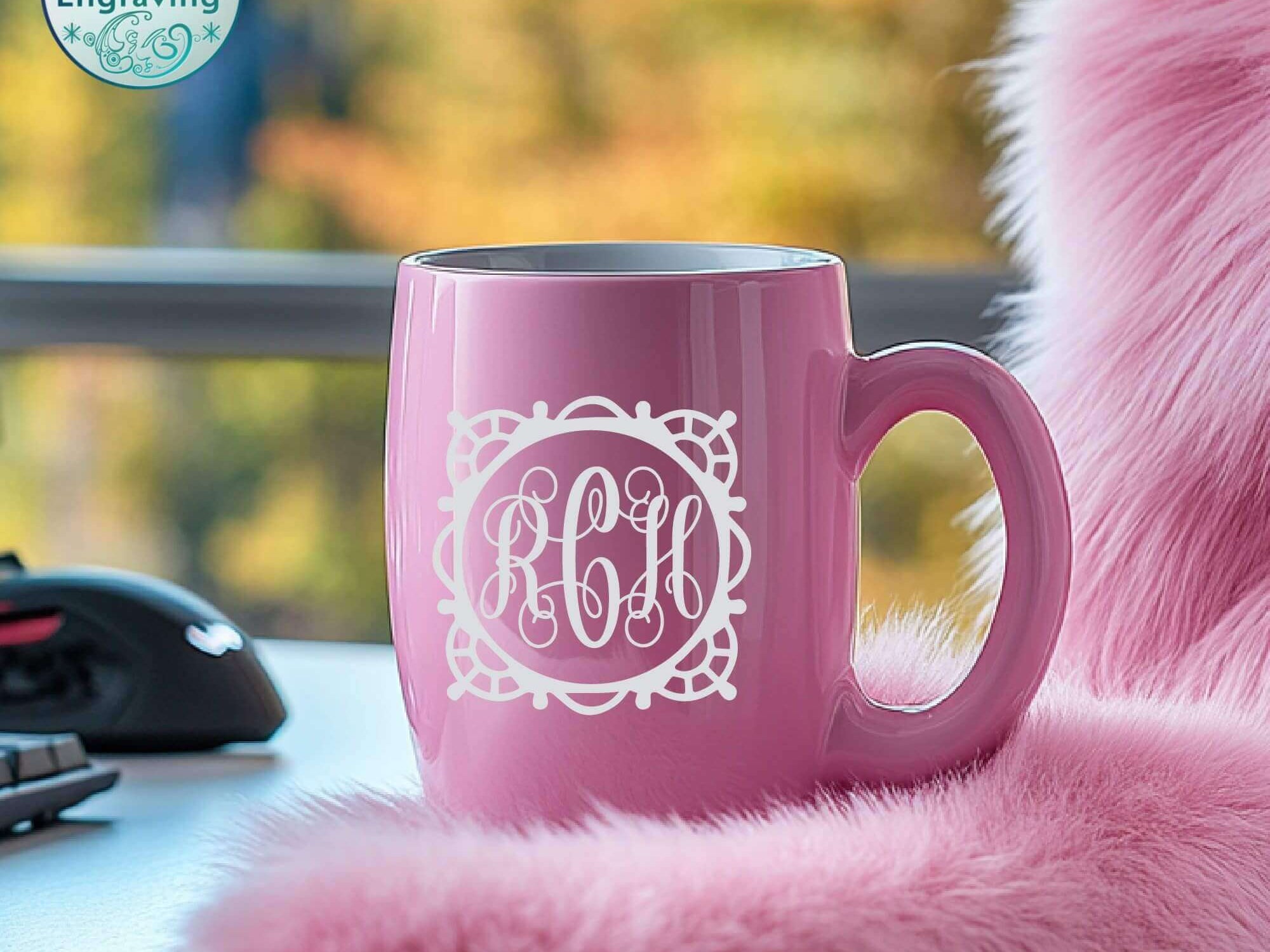 Monogram vinyl sticker for tumblers – waterproof and durable personalization