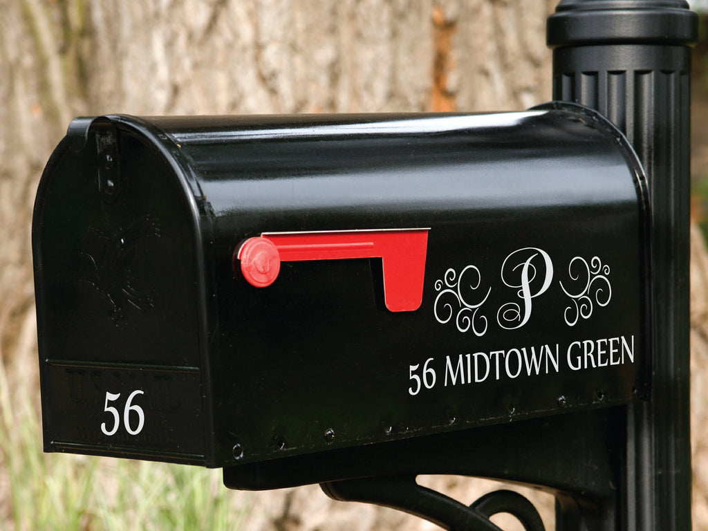 Personalized Script Initial Mailbox Decal - Elegant Monogram Design - Eastcoast Engraving