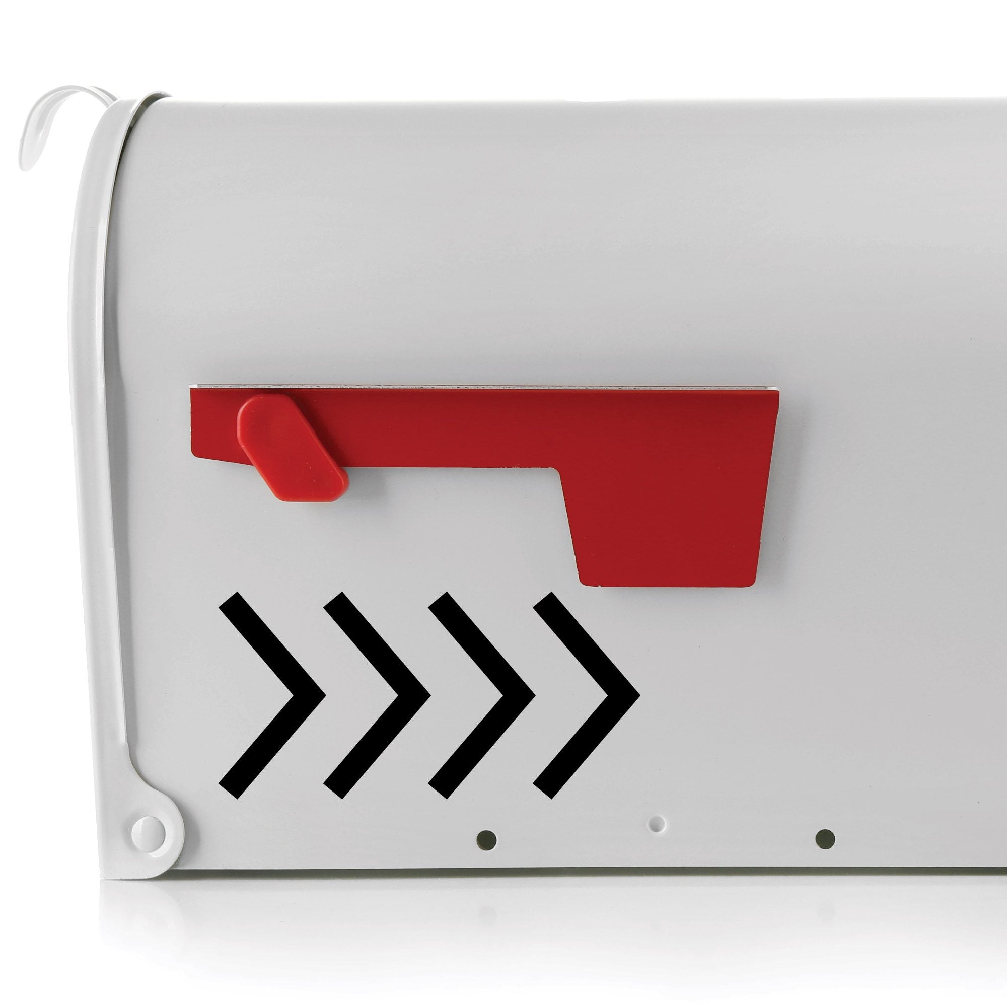 Reflective multi-arrow mailbox sticker with chevron design pointing right