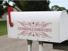 Ornate scroll mailbox decal with house number and address on mailbox - Eastcoast Engraving