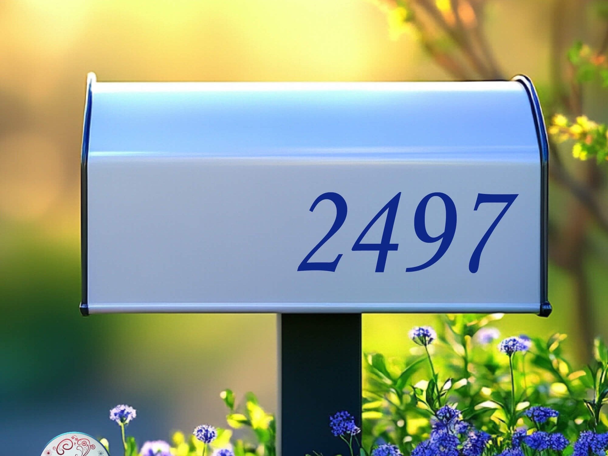 Peel-and-stick mailbox number decals with free practice decal