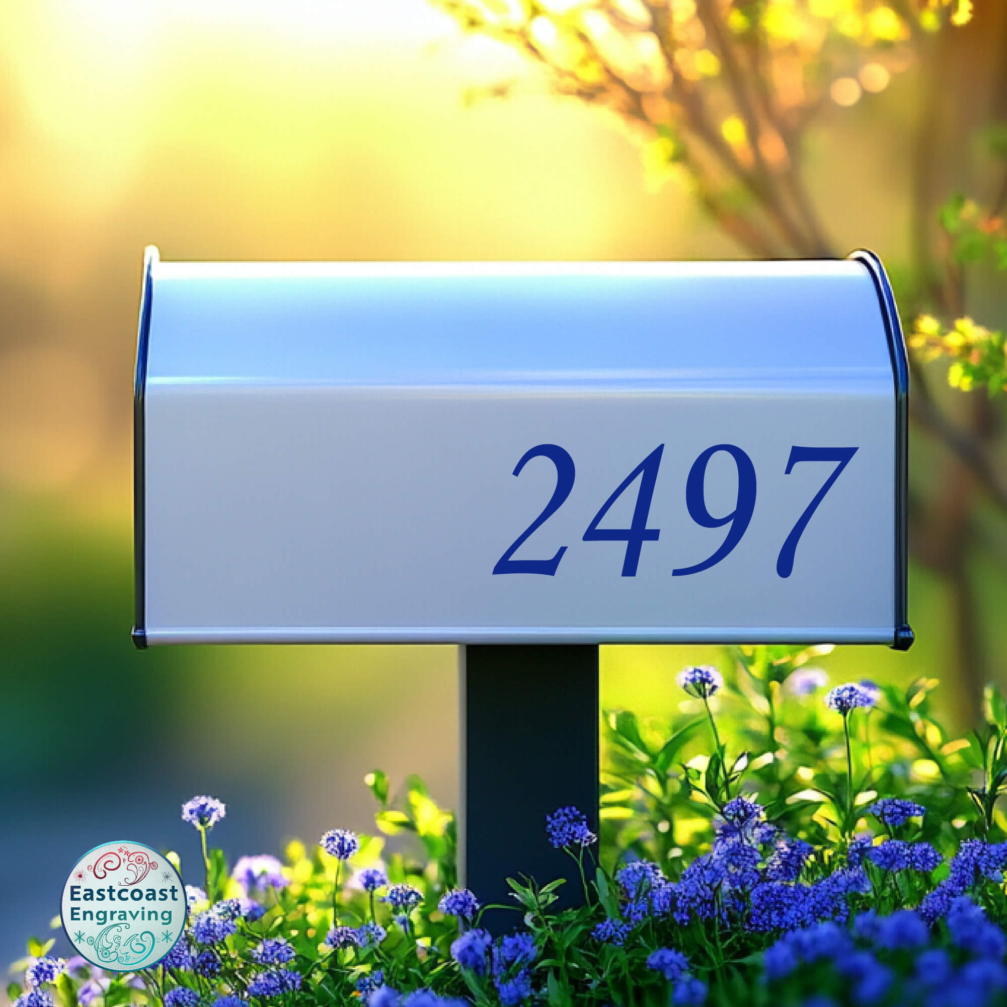 Peel-and-stick mailbox number decals with free practice decal