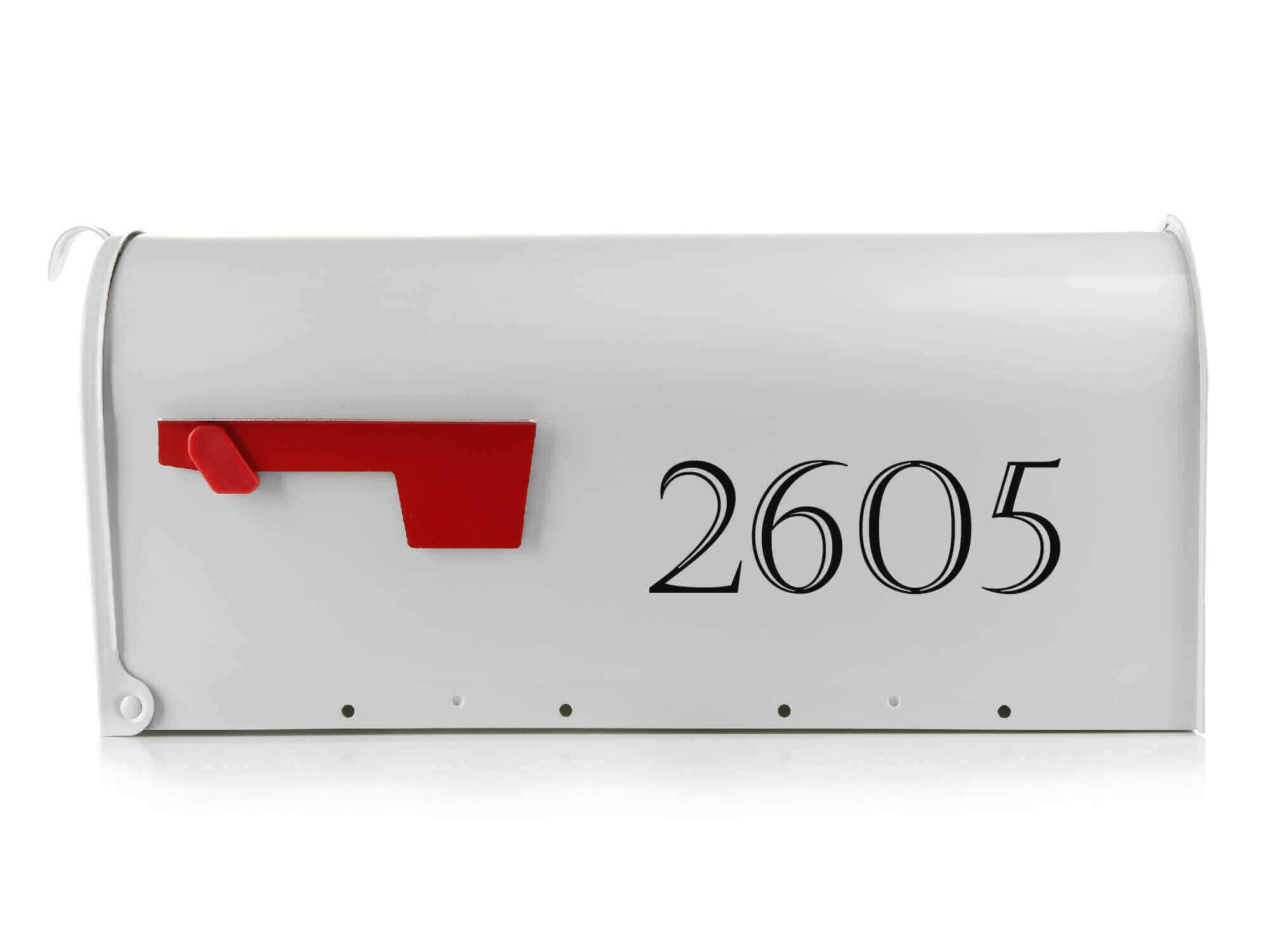 Weatherproof peel and stick mailbox numbers in various sizes
