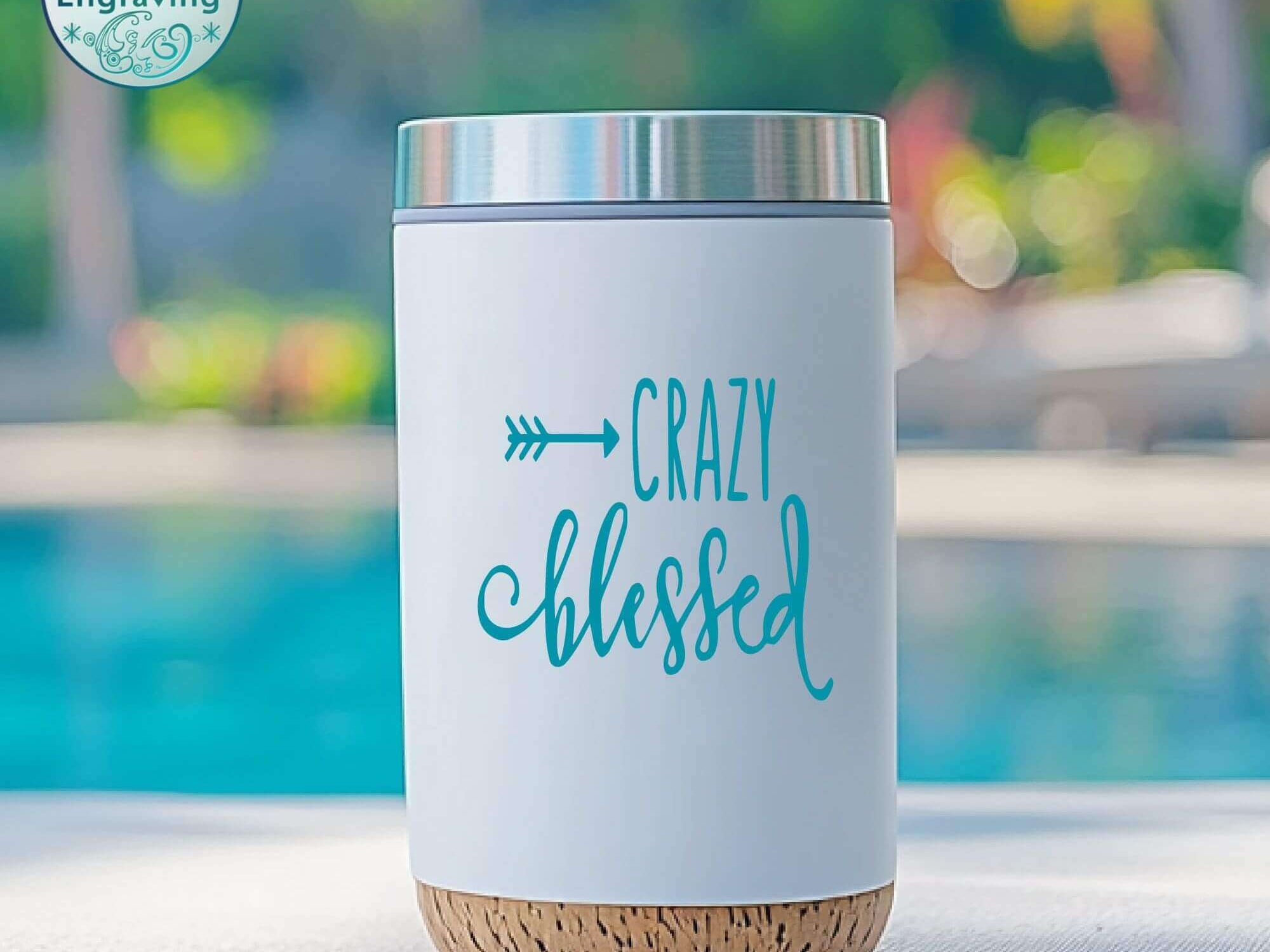 Blessed life vinyl decal on a travel cup – a stylish reminder to stay grateful and positive