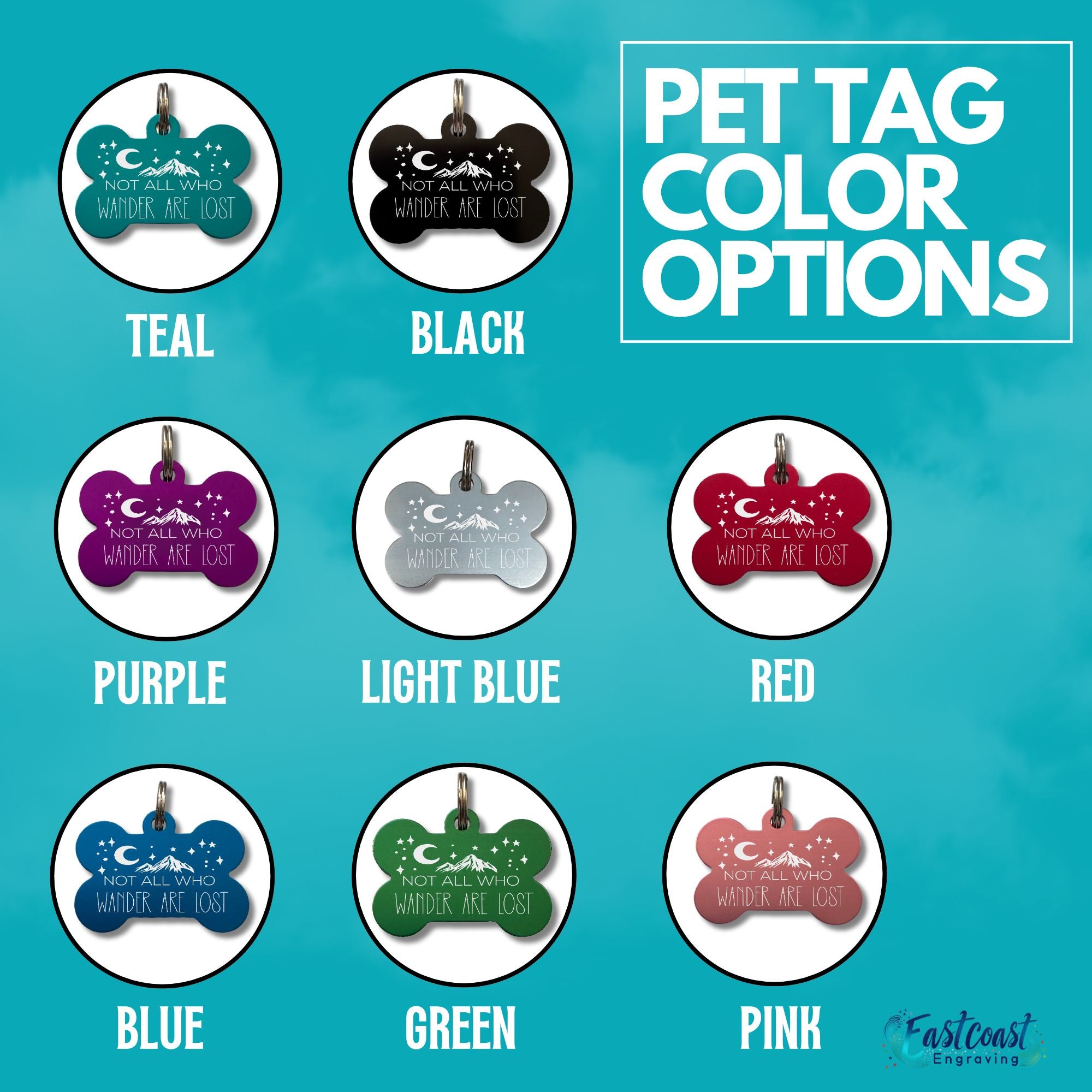 Engraved dog collar name tag with mountain design - 1x1.7 inches for all dog breeds