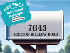 Outdoor mailbox decal showing number and street address