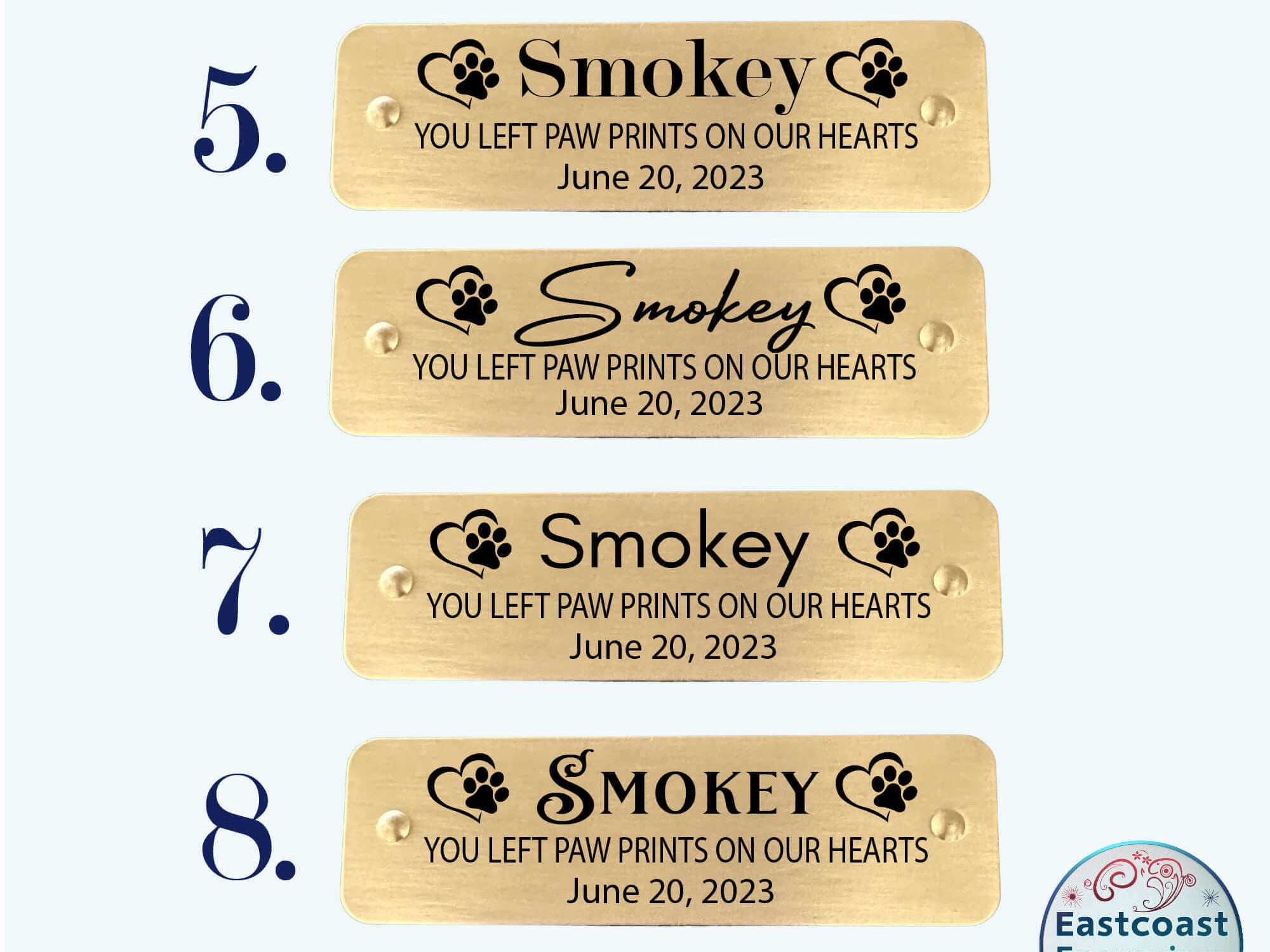 Personalized cat memorial plaque, small and engraved for a heartfelt remembrance.