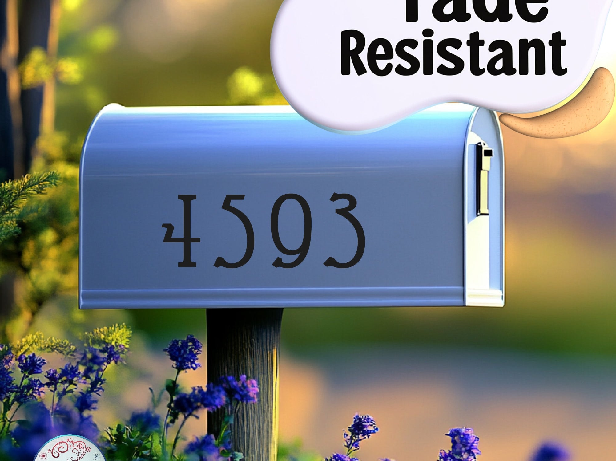 vinyl mailbox numbers with painted-on look on standard black mailbox