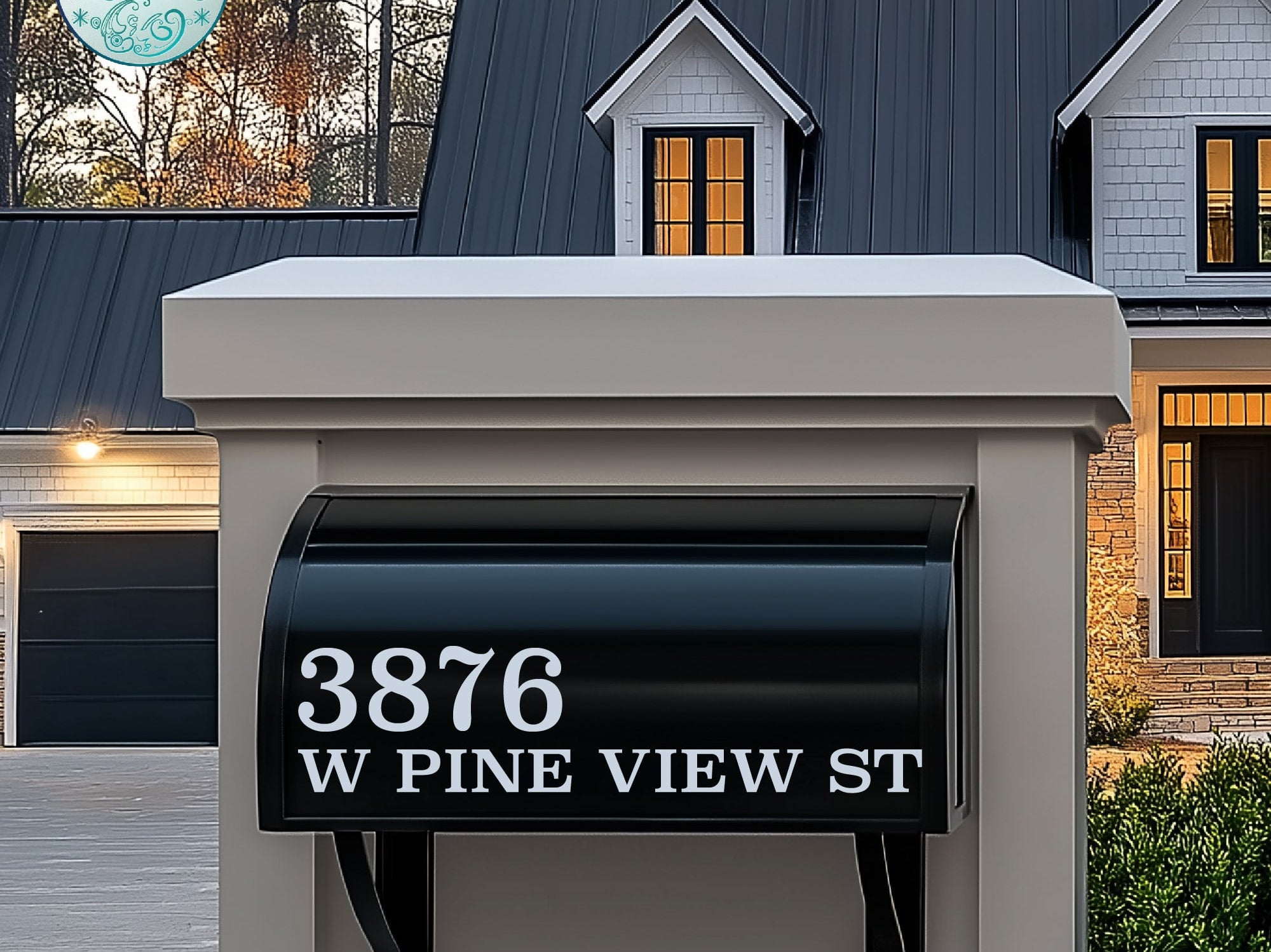 Custom reflective mailbox lettering in a modern font style, enhancing curb appeal.