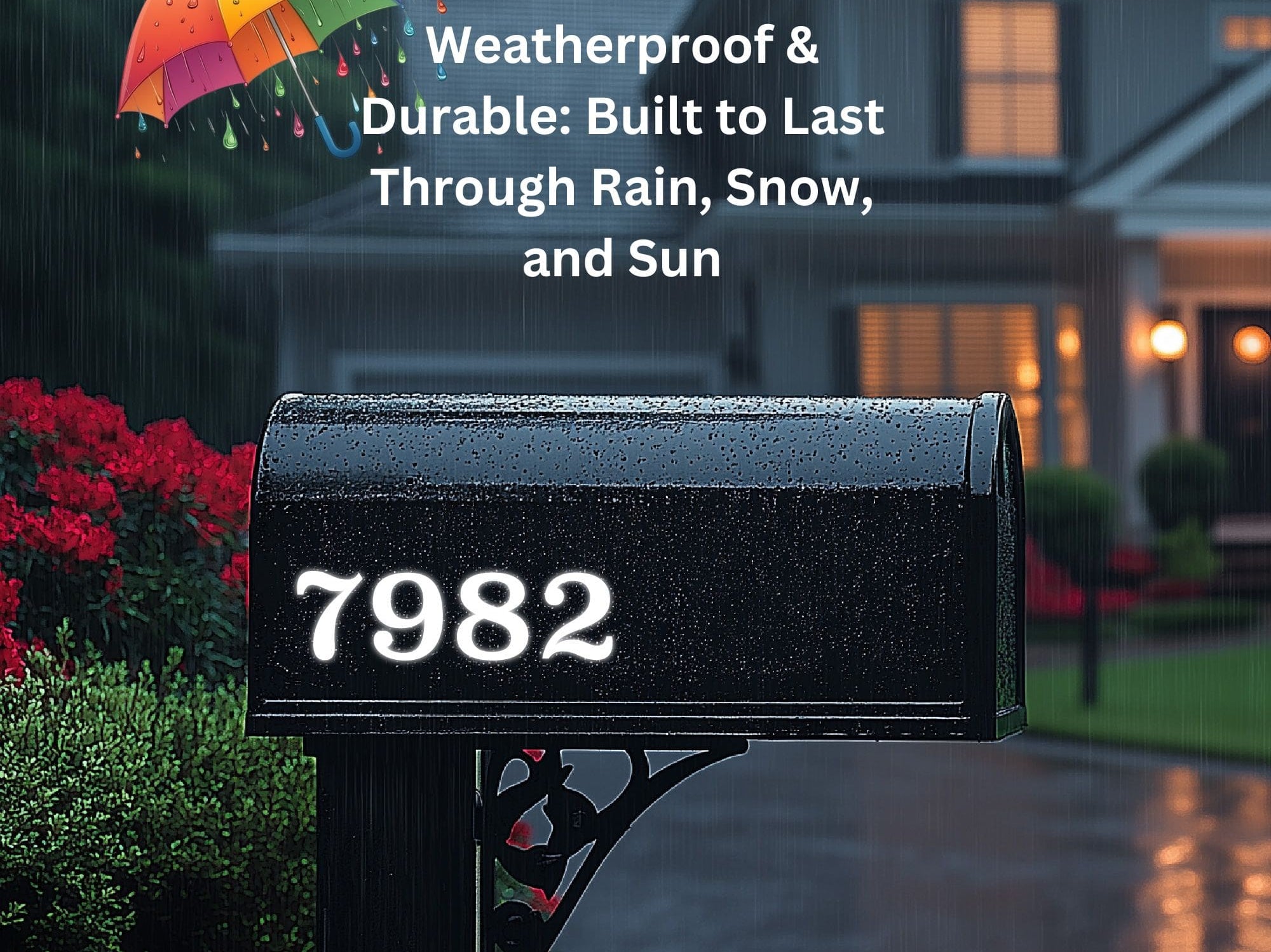 Custom Black Reflective Mailbox Decals for Night Visibility