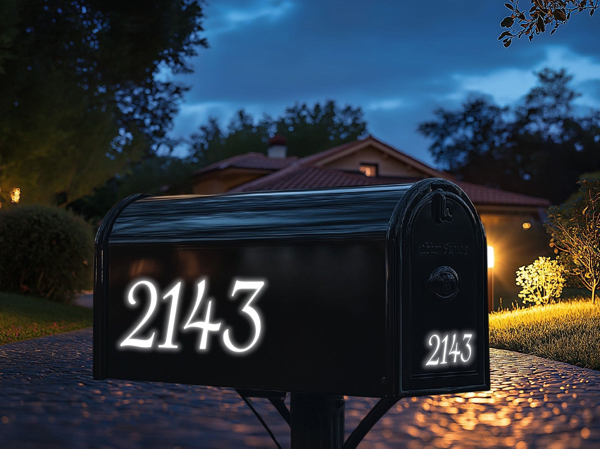 Reflective Mailbox Numbers in White by Eastcoast Engraving