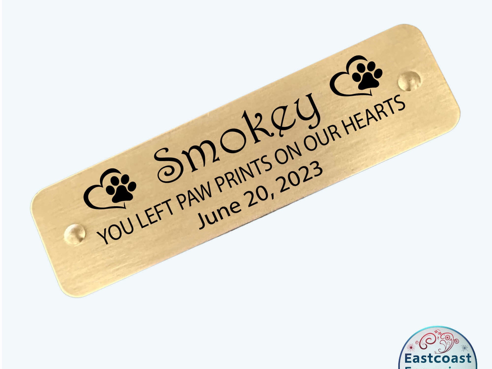 Custom engraved pet memorial sticker tag with strong adhesive backing