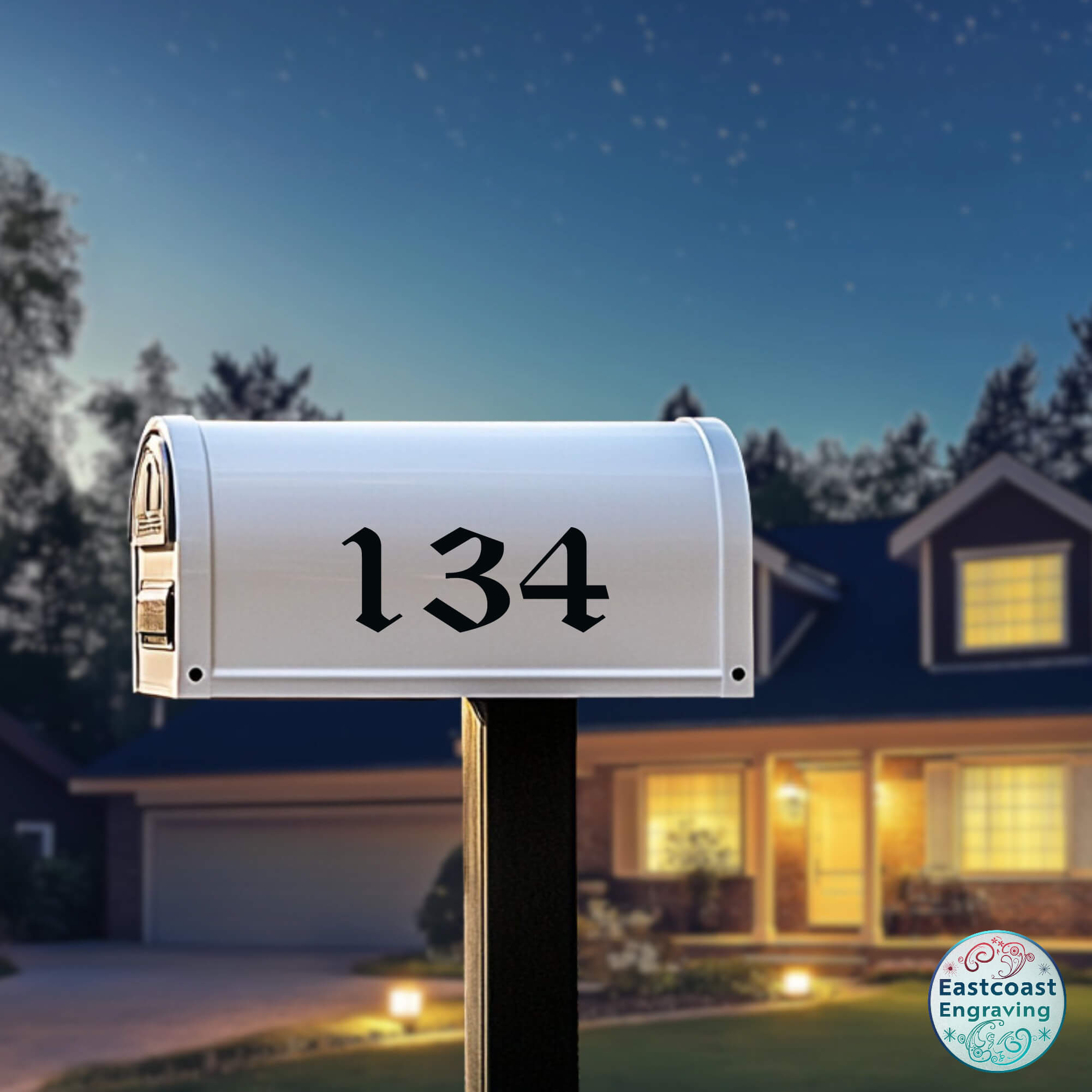 Professional vinyl mailbox decals for one or both sides of the mailbox