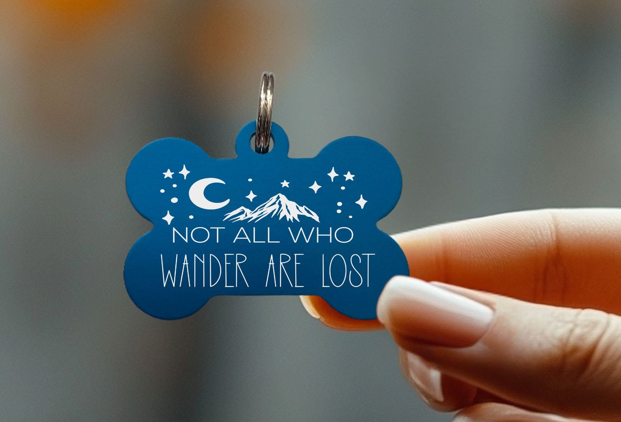 Engraved pet ID tag for dogs - Featuring a detailed mountain design