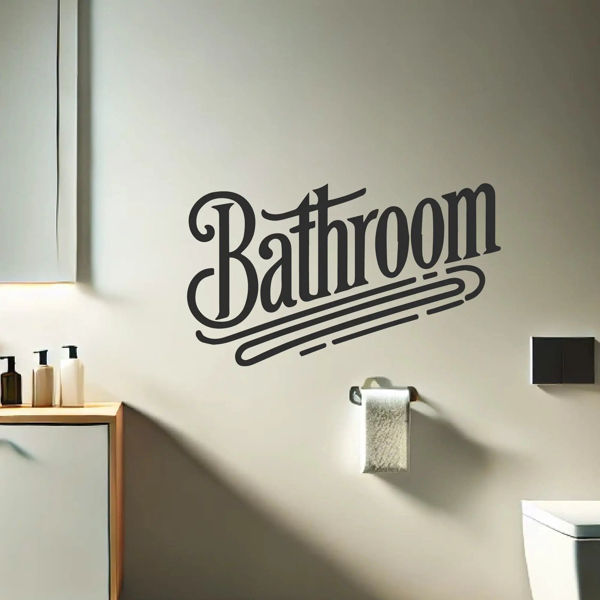 Retro bathroom sticker installed in modern bathroom setting