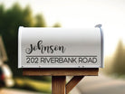 Close-up of durable vinyl mailbox sticker showing crisp lettering