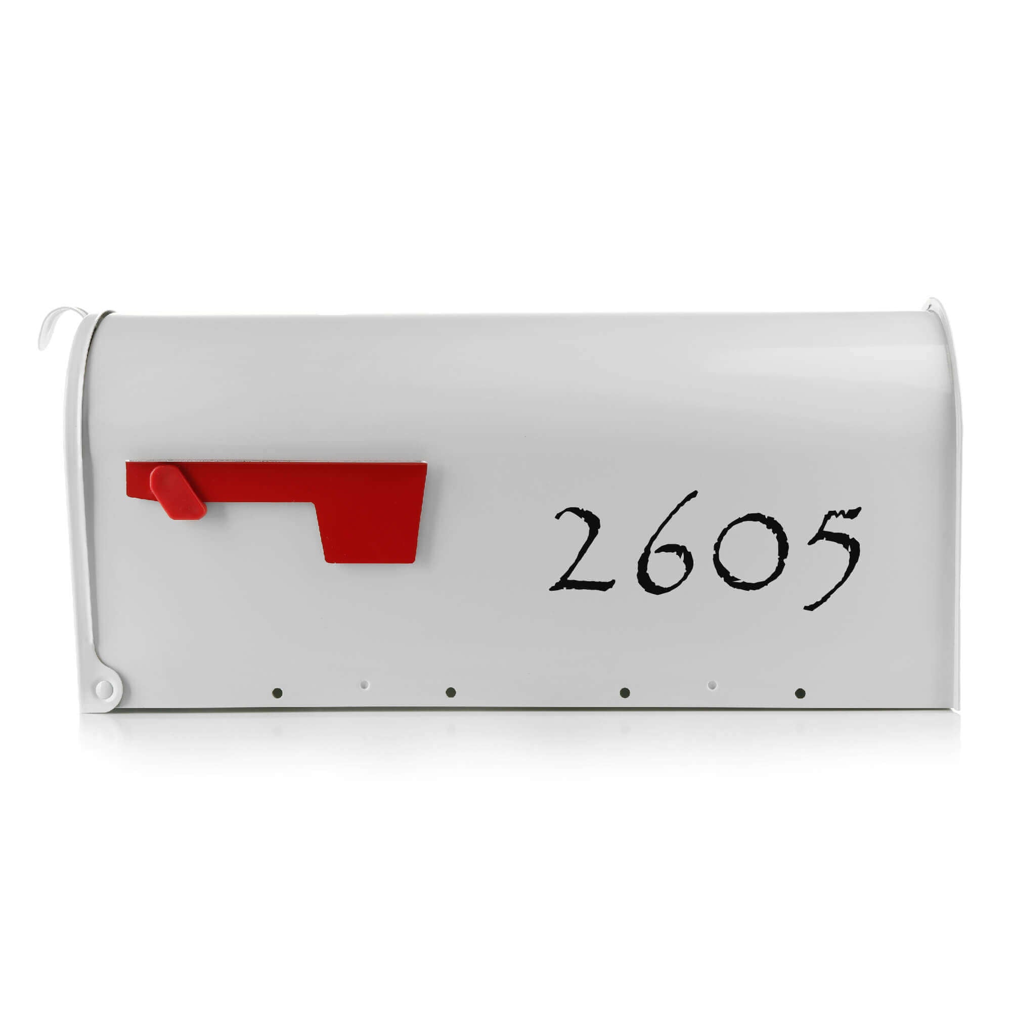 Applying vinyl mailbox numbers to a metal mailbox with practice decal included
