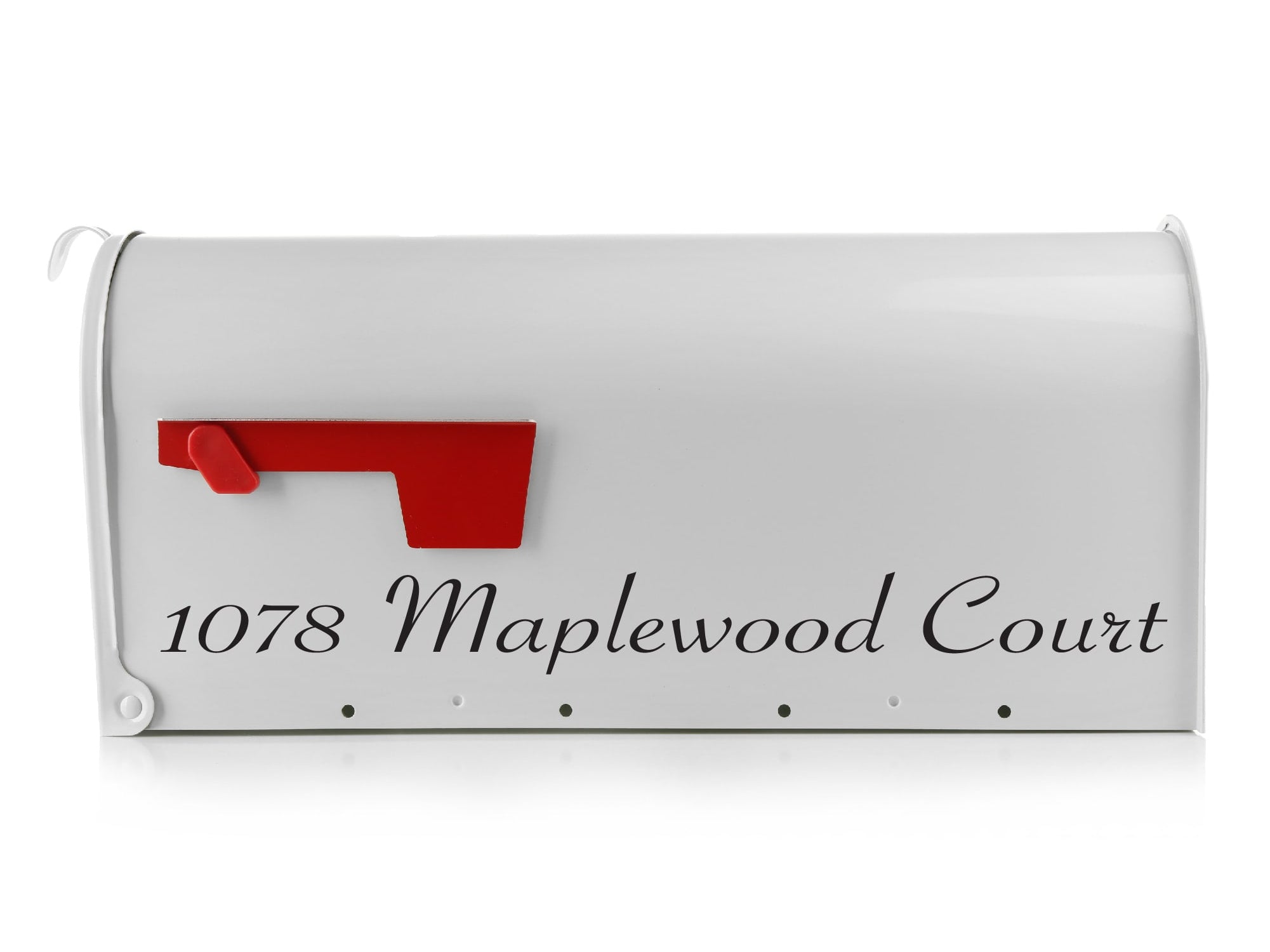 Weatherproof mailbox number decal in black vinyl
