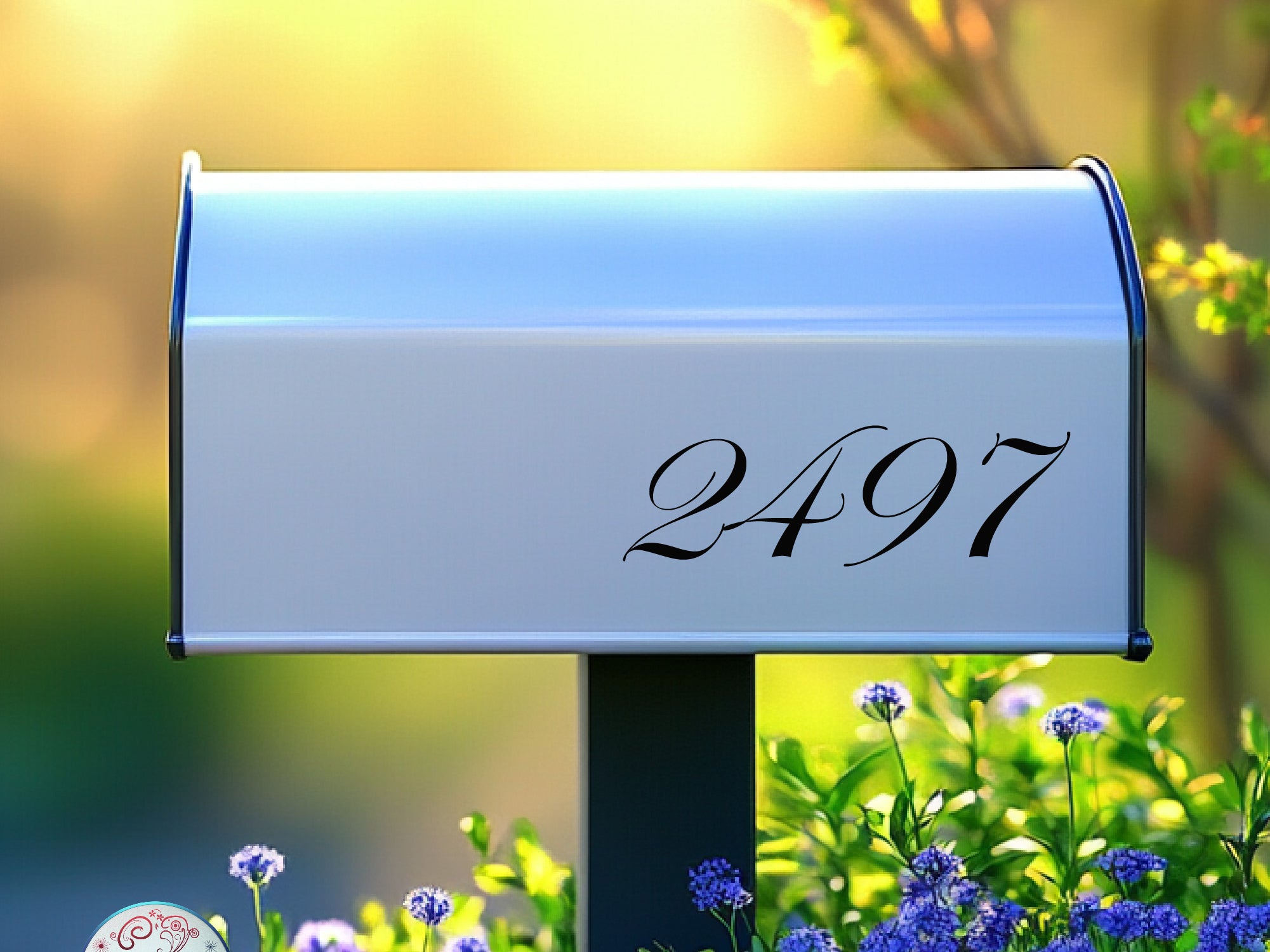 Decorative mailbox number decals for home use