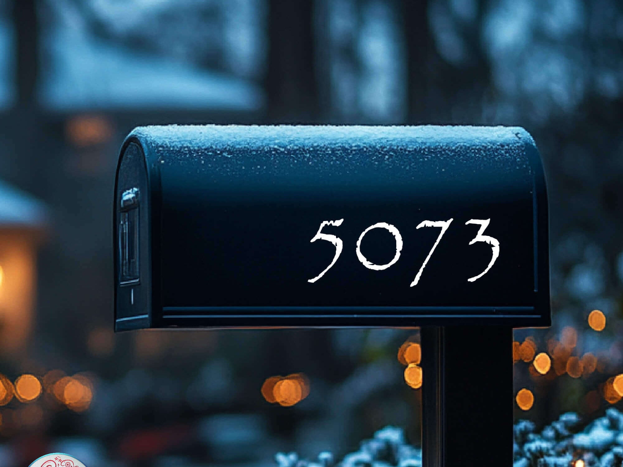 Custom vinyl mailbox numbers applied to a white mailbox for sleek and professional look.