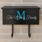 Elegant wall mount mailbox decal featuring a custom initial and family name in script font