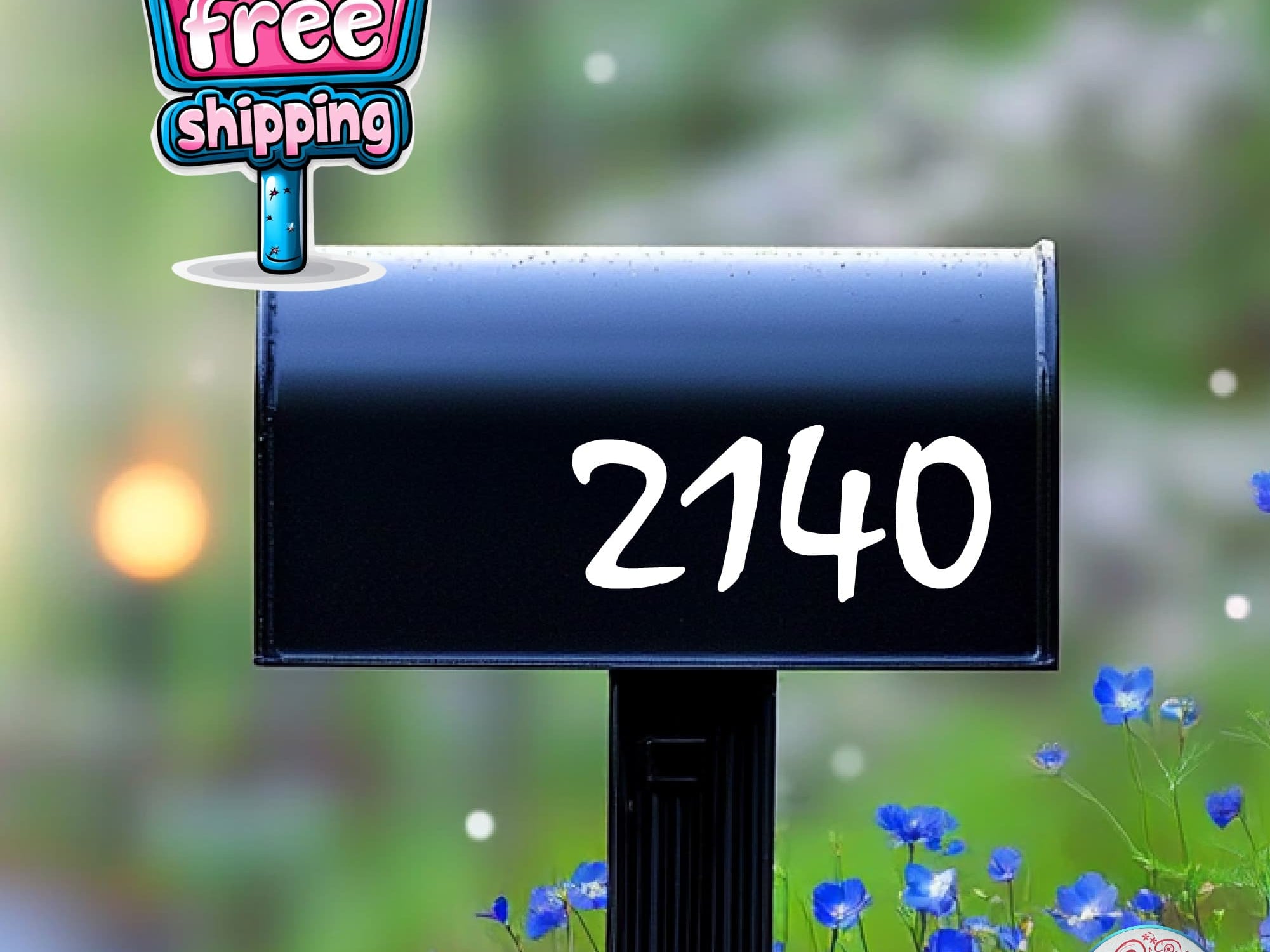 Close-up of vinyl mailbox numbers showing durable material