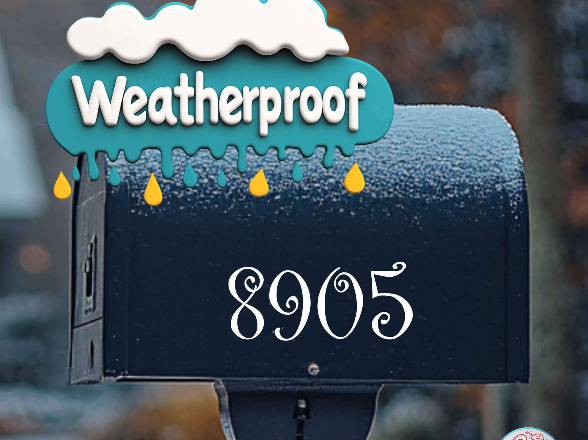 Weatherproof mailbox address decals for outdoor use