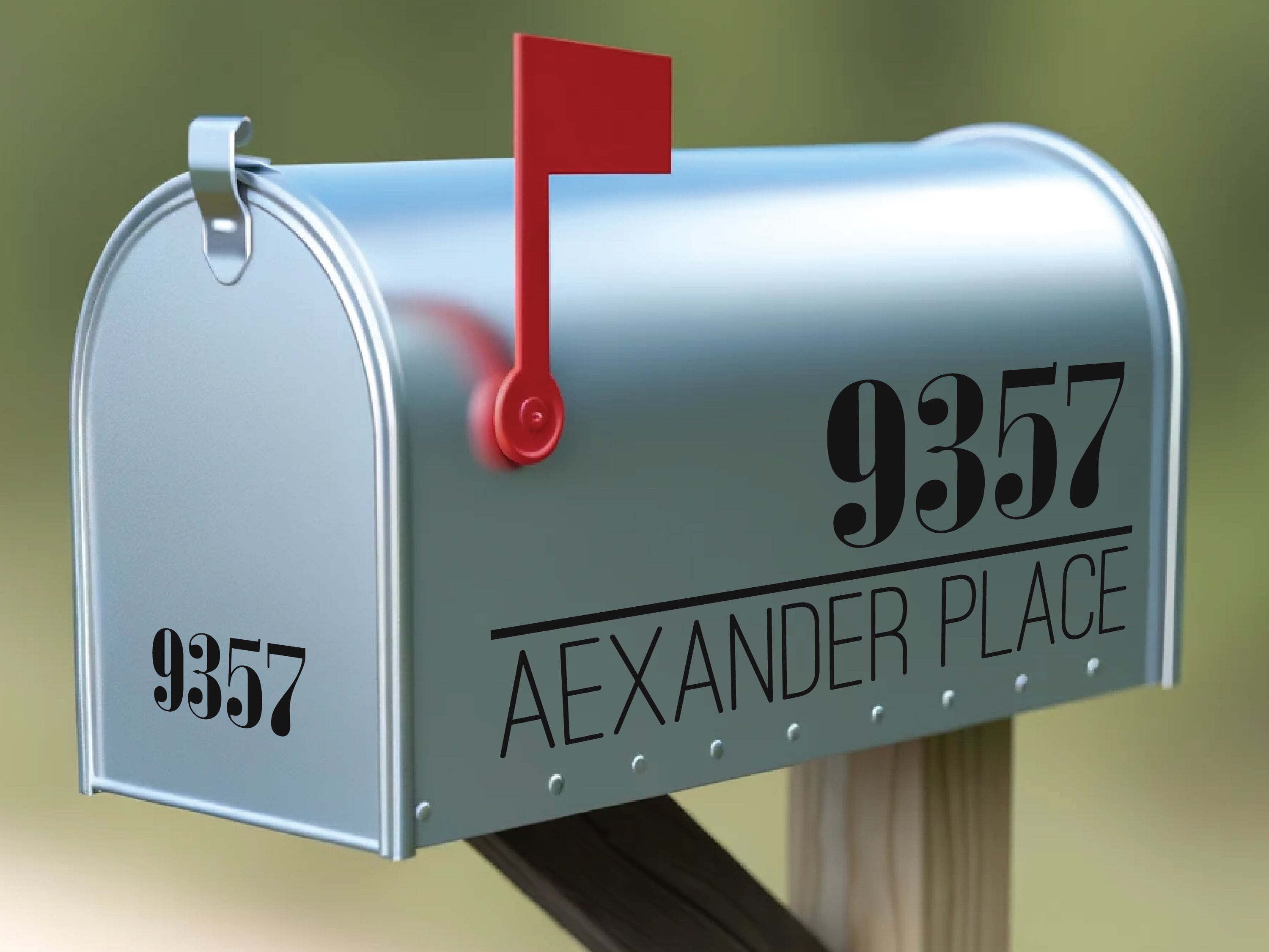 rain-resistant vinyl mailbox sticker applied to mailbox side