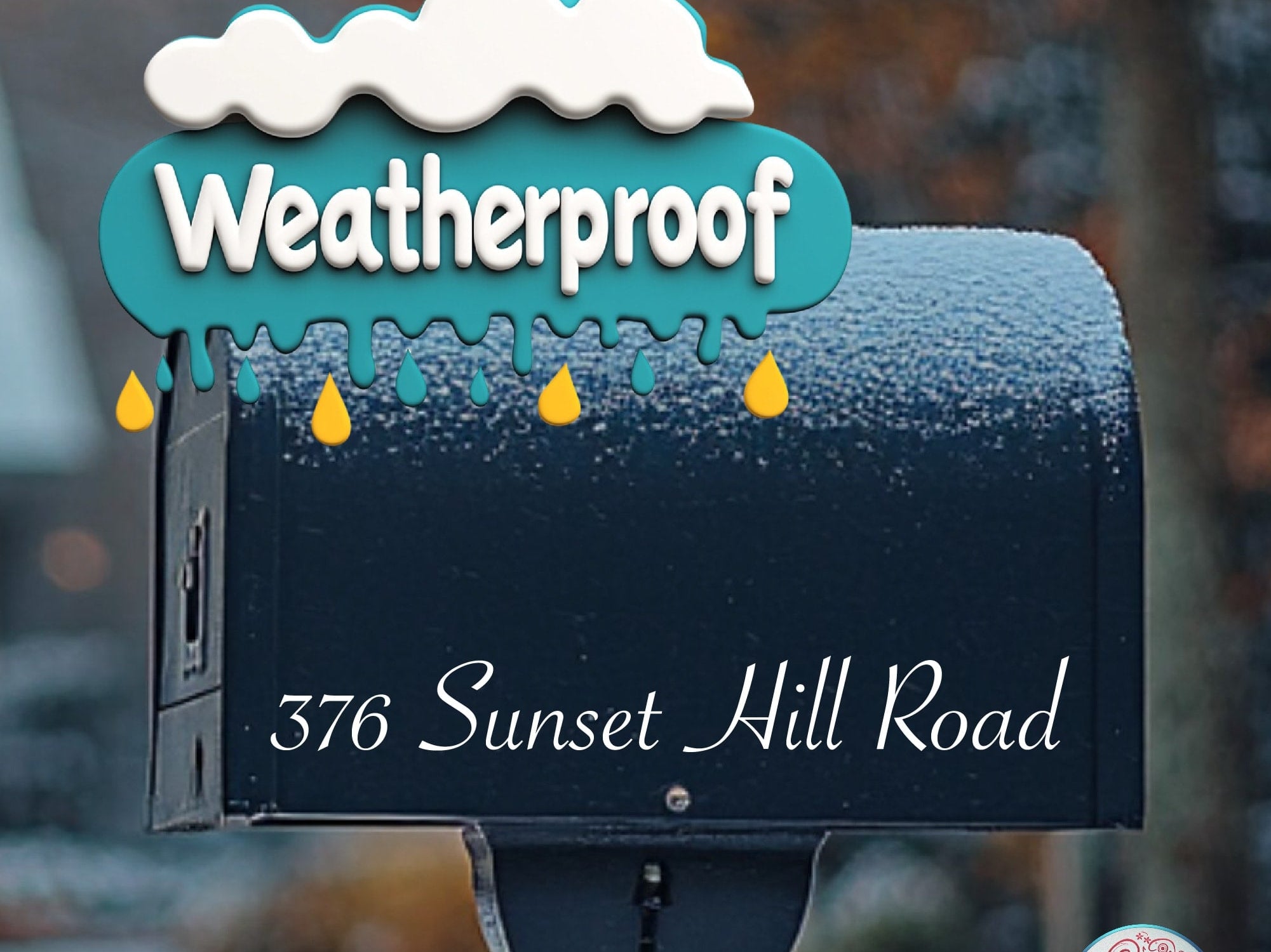 One-line mailbox address decal in white vinyl