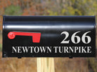 Weatherproof vinyl mailbox decals with street address and number