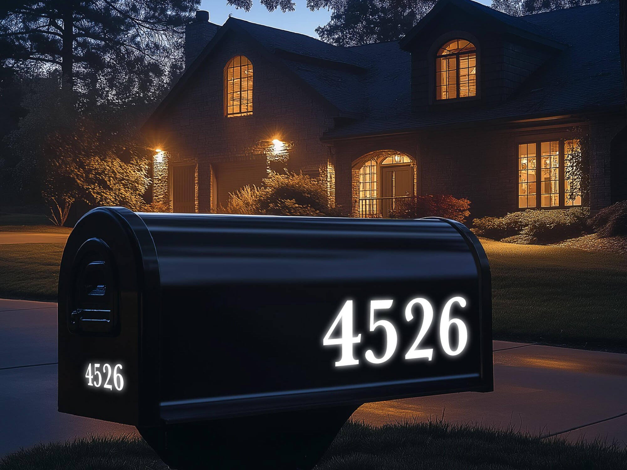White Reflective Mailbox Decal Measuring 8x3.3 Inches