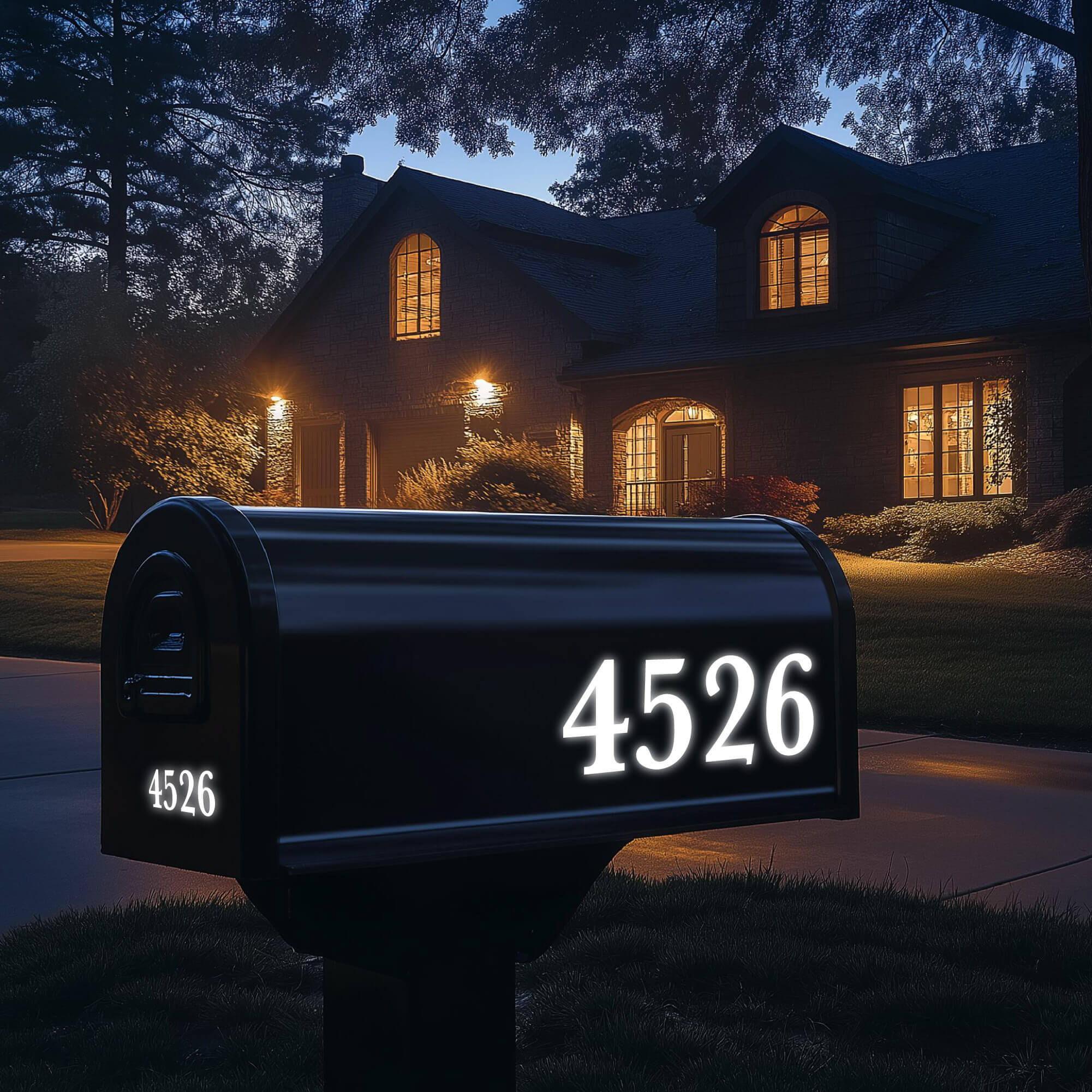White Reflective Mailbox Decal Measuring 8x3.3 Inches