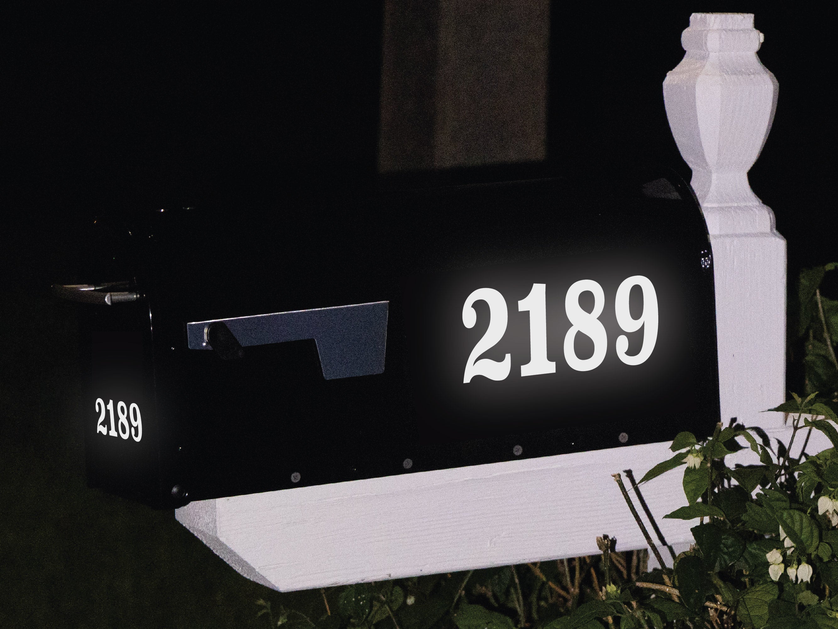 White Reflective Mailbox Sticker with Custom Font Design