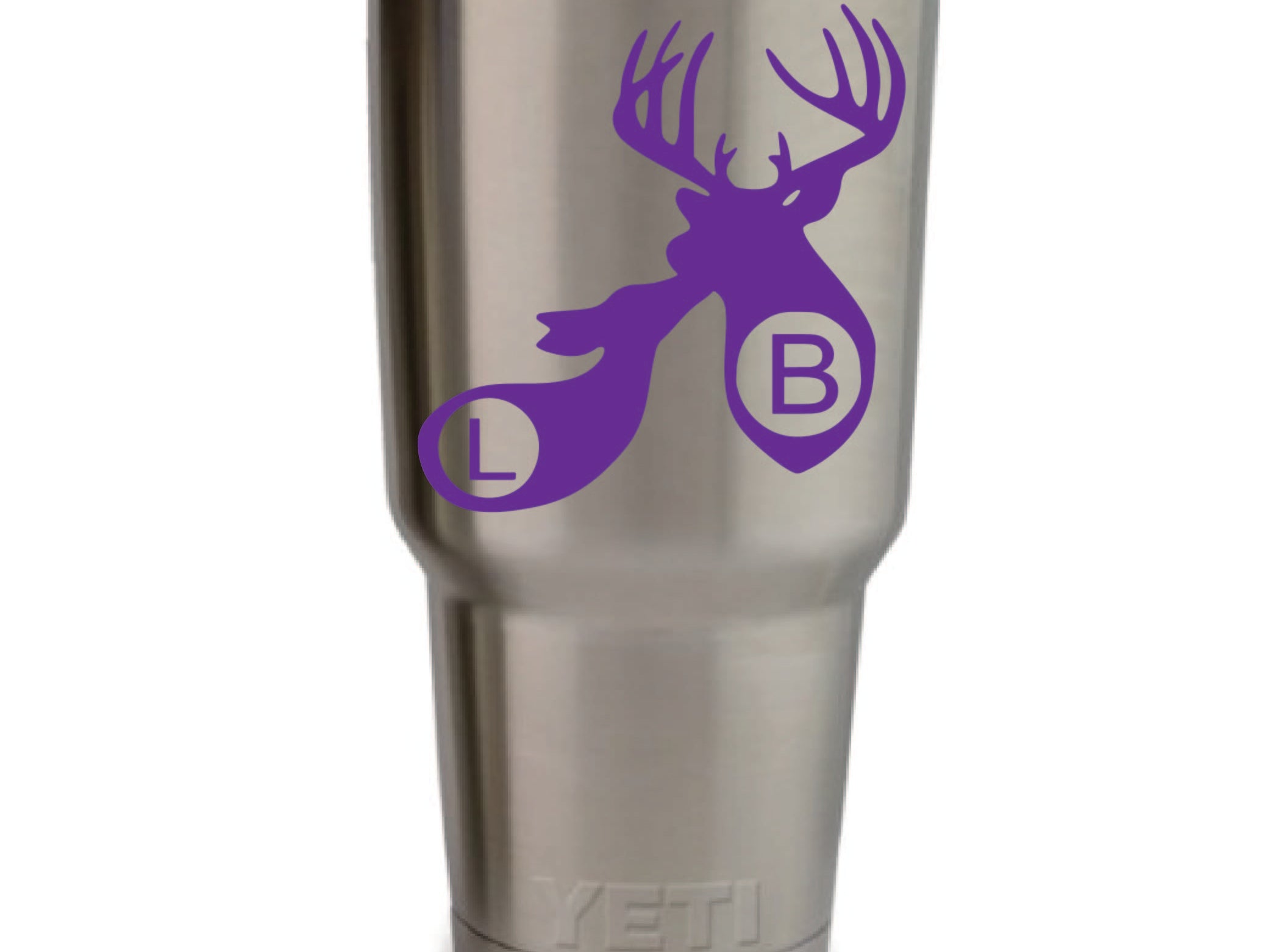 Buck and Doe vinyl decal, personalized with two initials, custom 3.35 x 3.35 inch sticker for tumblers, cups, and cars in 20+ colors