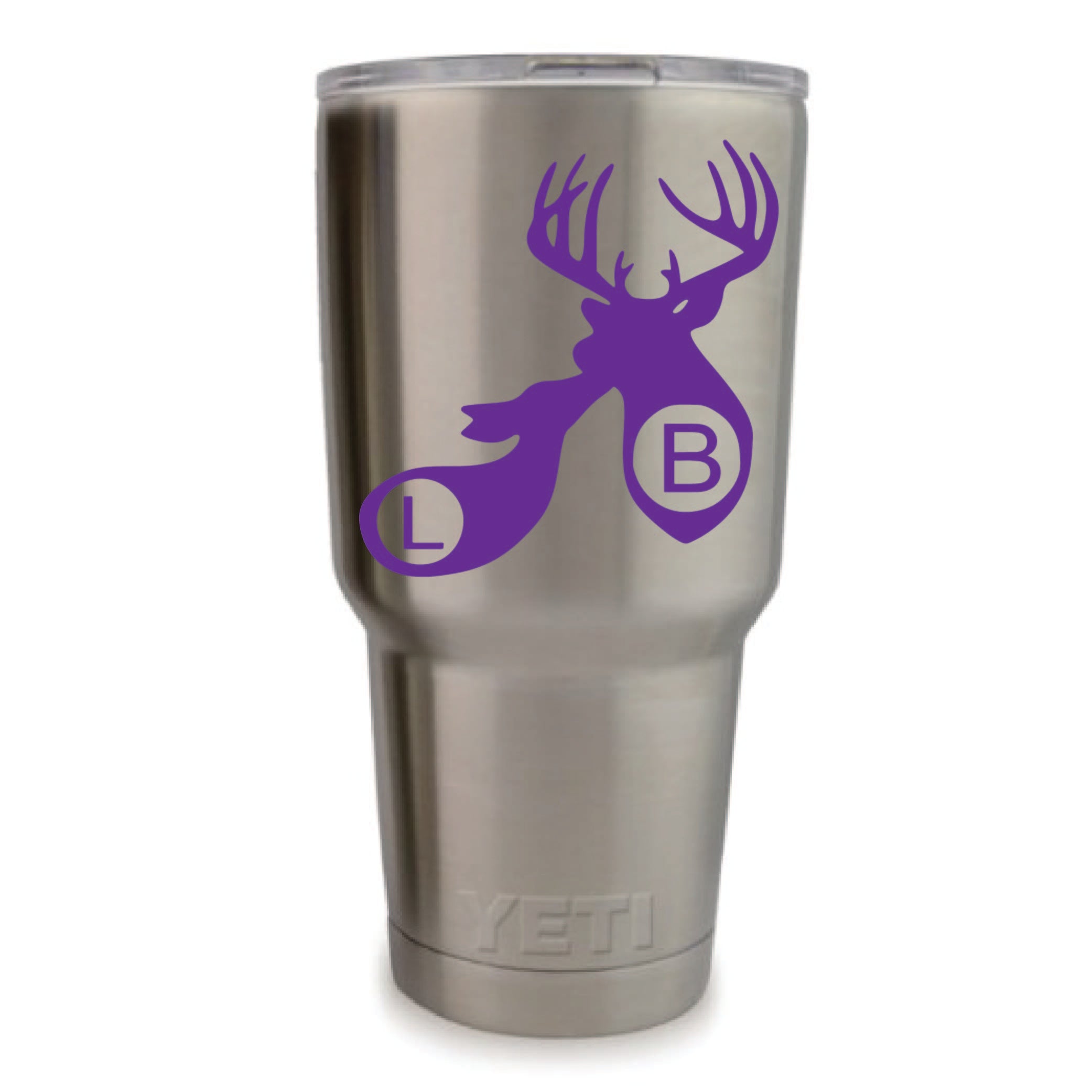 Buck and Doe vinyl decal, personalized with two initials, custom 3.35 x 3.35 inch sticker for tumblers, cups, and cars in 20+ colors