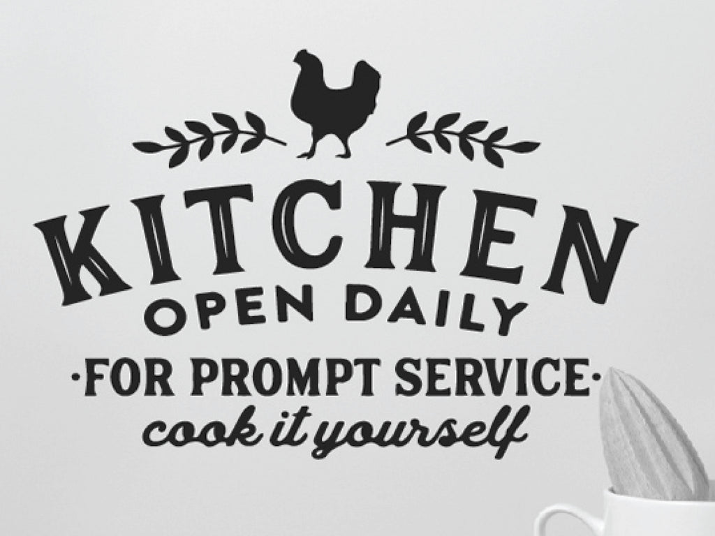 Kitchen Decor Vinyl Wall Decal | Open Daily - Eastcoast Engraving