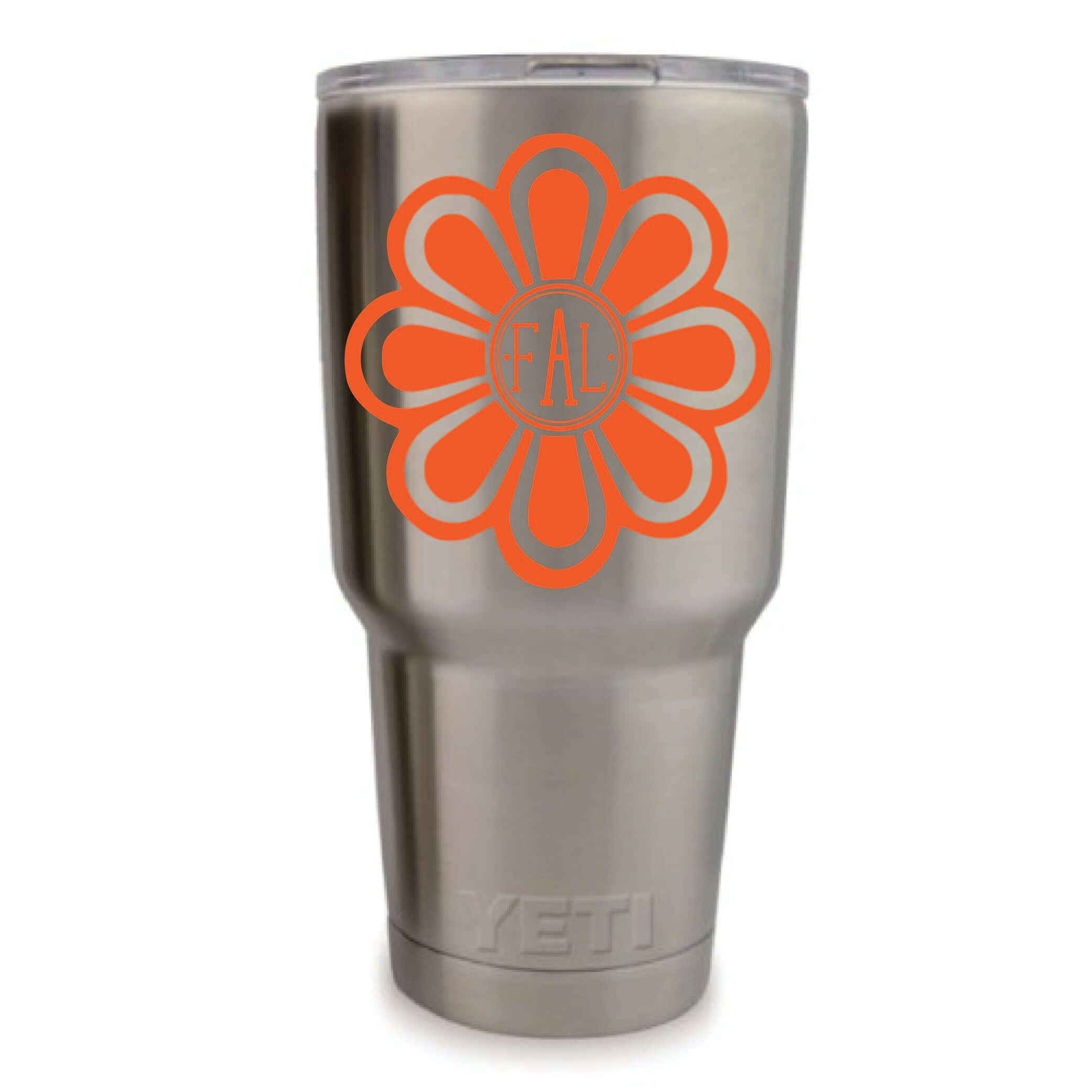 Vibrant Flower Vinyl Monogram Decal, 3.35 x 3.35 inch personalized floral sticker for tumblers and laptops