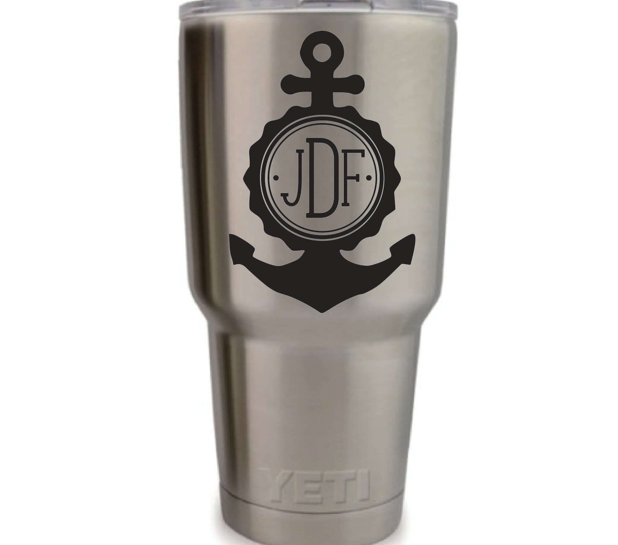 Custom Anchor Monogram Decal, durable vinyl for tumblers and laptops - Eastcoast Engraving