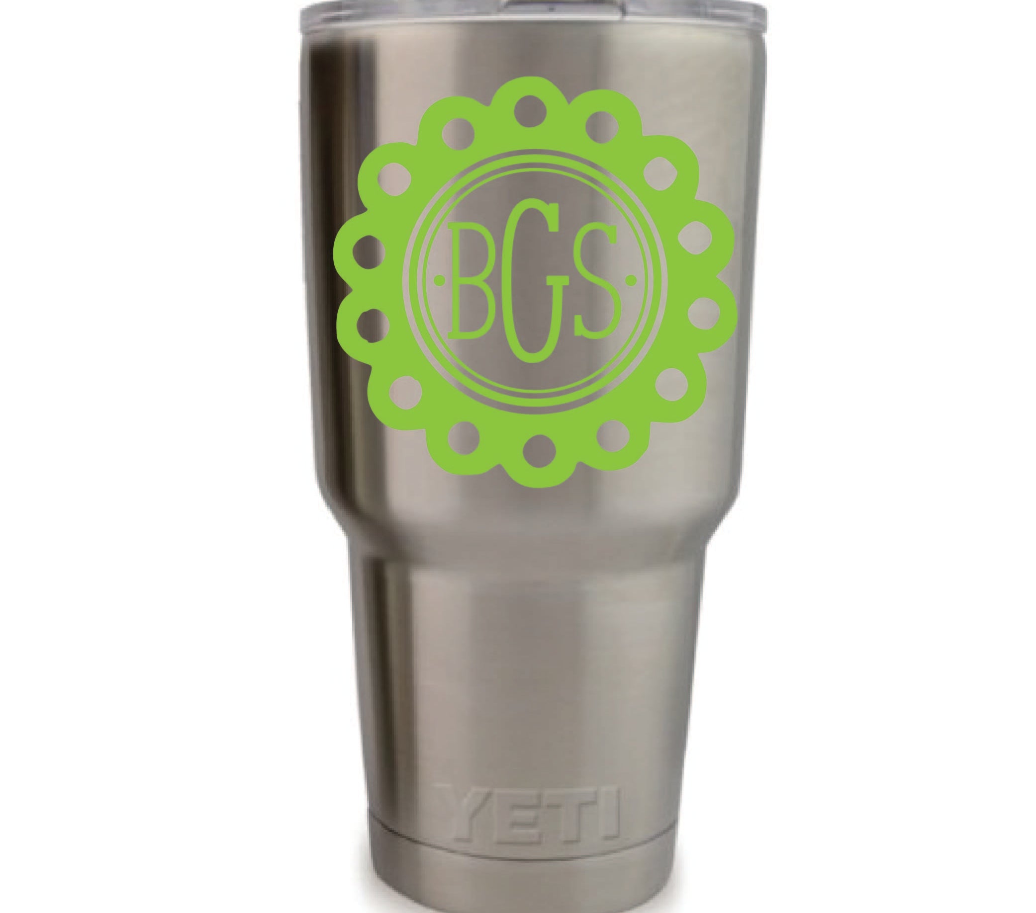 Circle Vinyl Monogram Decal, personalized with initials, 3.35 x 3.35 inch custom sticker for tumblers, cups, and laptops