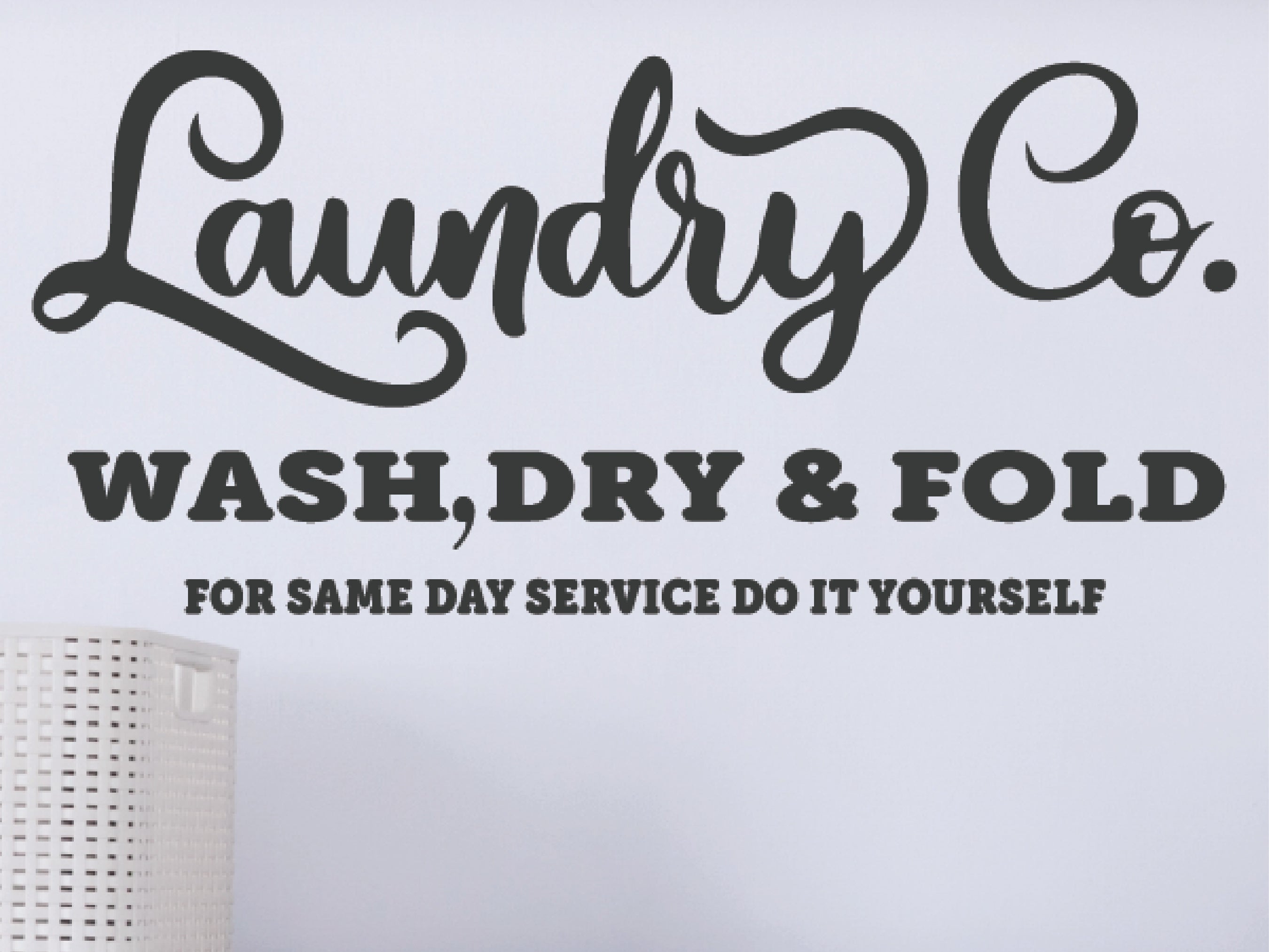 Elegant Laundry Room Wall Decal, script and print font design- Eastcoast Engraving
