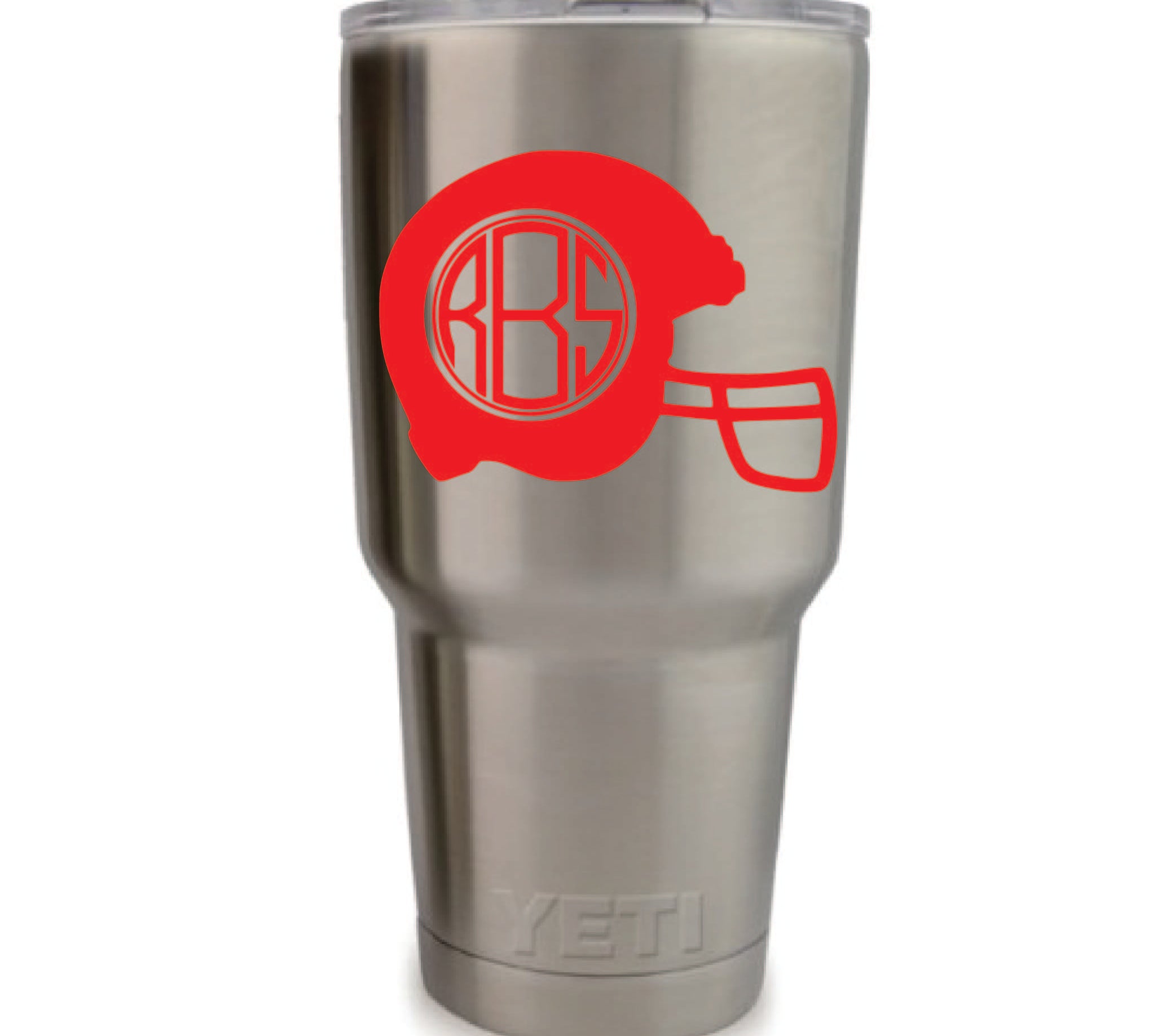 Football Helmet Monogram Vinyl Decal, 3.35 x 3.35 inch custom sticker for tumblers, laptops, and mugs