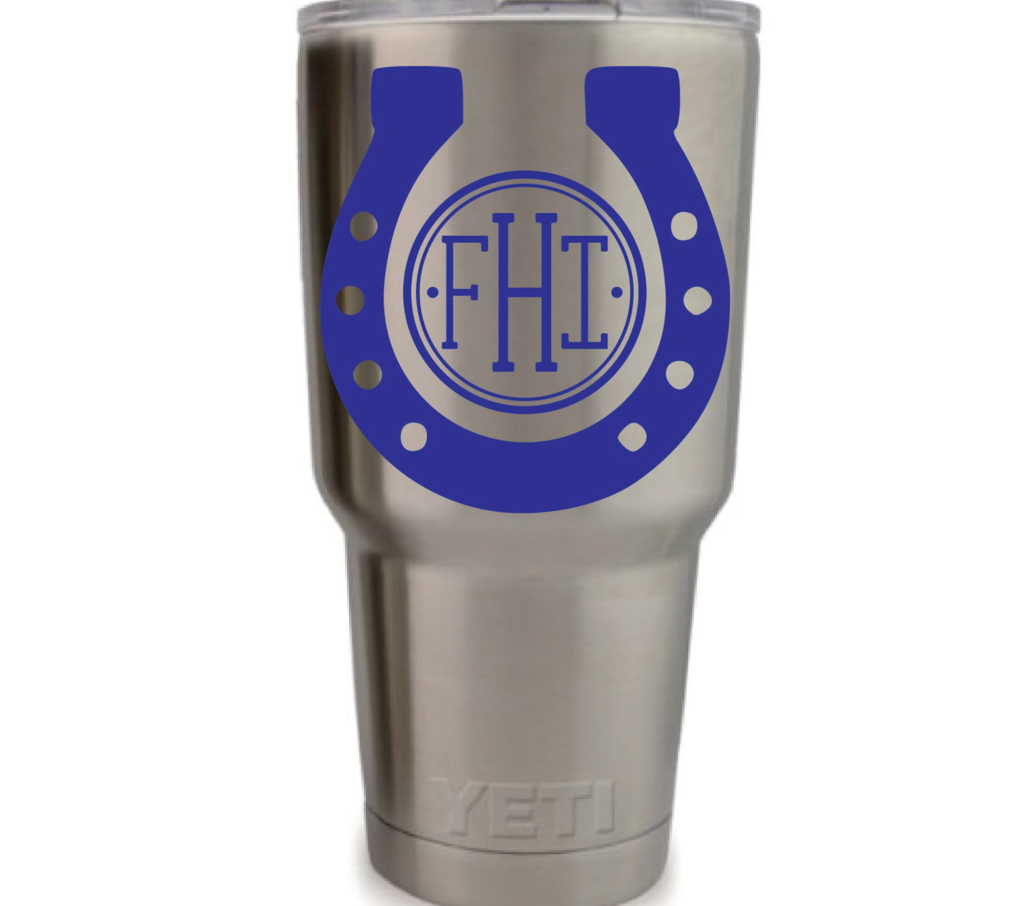 Horseshoe Vinyl Monogram Decal, 3.35 x 3.35 inch personalized custom sticker for tumblers, mugs, and laptops